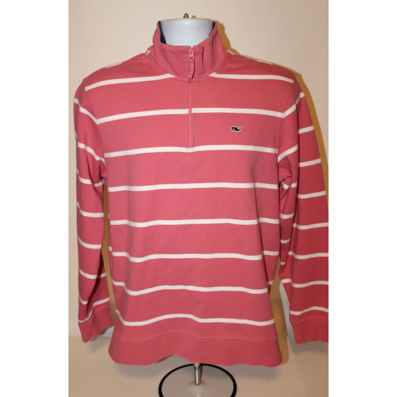 Vineyard Vines Vineyard Vines 1/4 Zip Pullover Sweater Pink Striped Cotton M Men Size US M / EU 48-50 / 2 - 3 Thumbnail