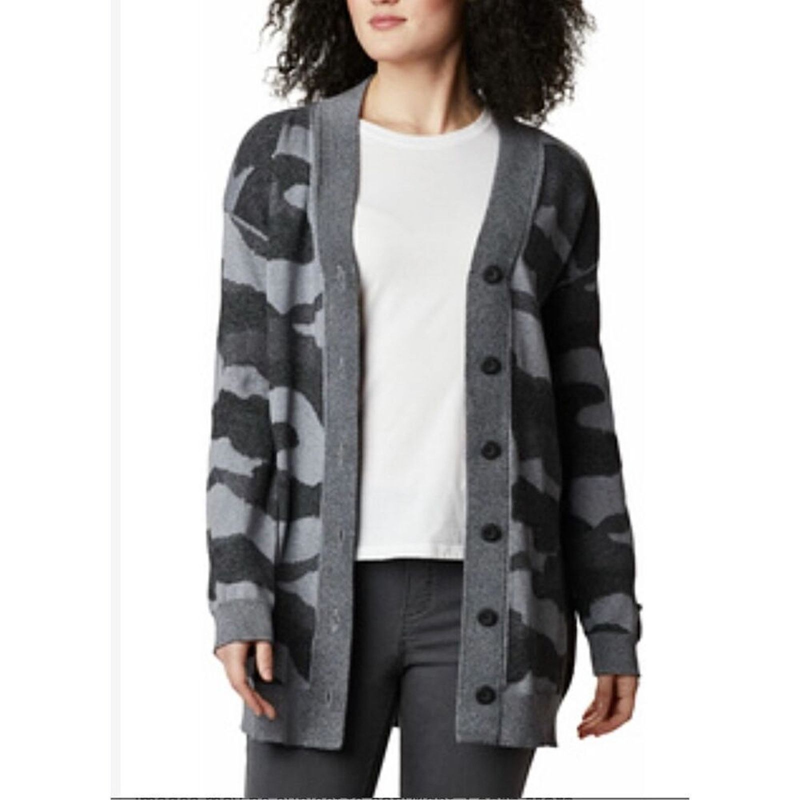 Columbia Columbia Firwood Gray Camouflage Cardigan Sweater LARGE Size L / US 10 / IT 46 - 1 Thumbnail