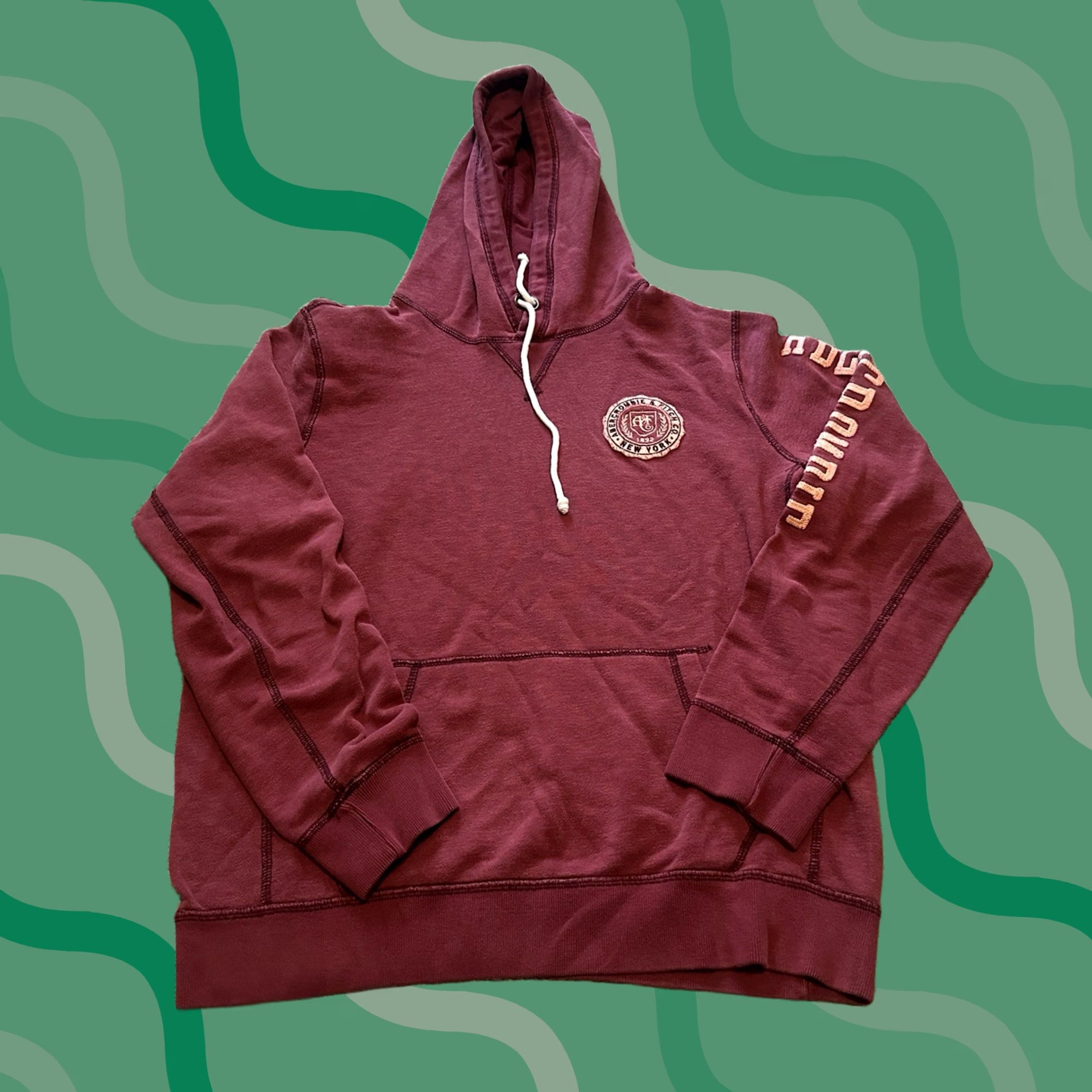 Abercrombie & Fitch VINTAGE Abercrombie & Fitch Hoodie Mens M Red Pullover Grunge Skater Y2K Embroidered Logo Pockets Hooded Size US M / EU 48-50 / 2 - 1 Thumbnail