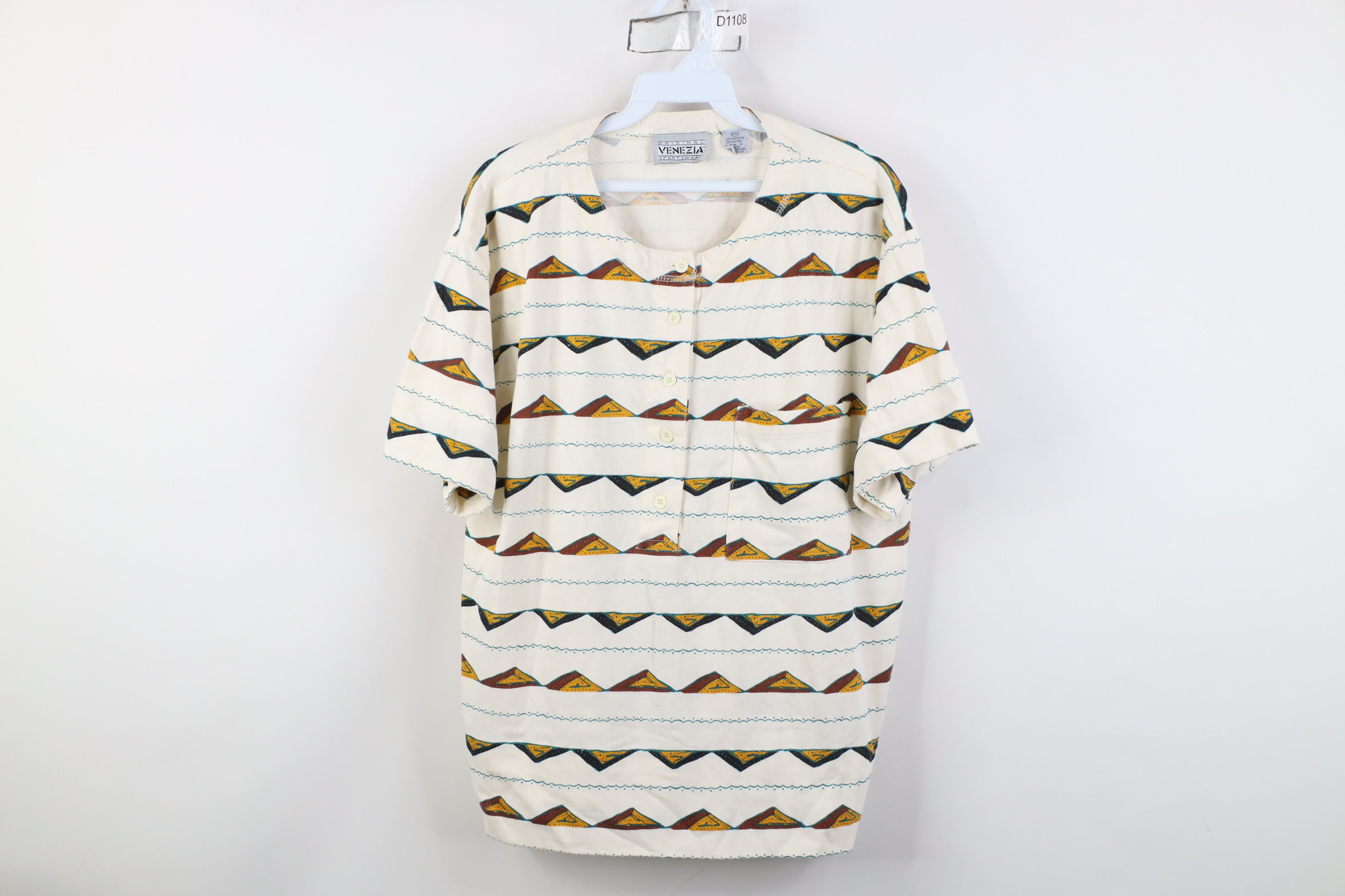 Vintage Vintage 90s Streetwear Mountain Striped Henley T-Shirt Size XXL / US 16-18 / IT 52-54 - 1 Thumbnail