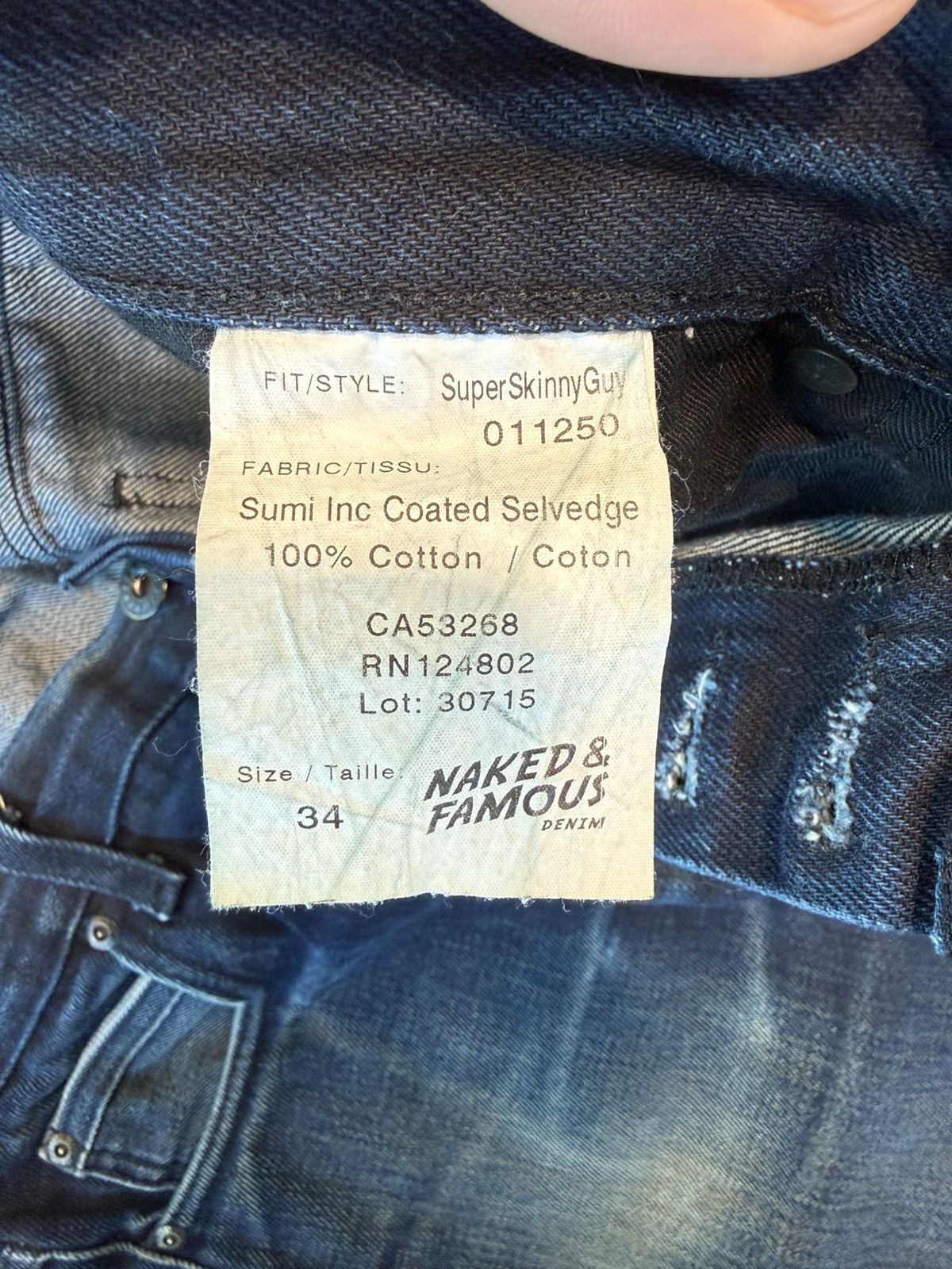 Naked & Famous Selvedge x Umi ink coated, perfectly worn patina Size US 33 - 3 Thumbnail