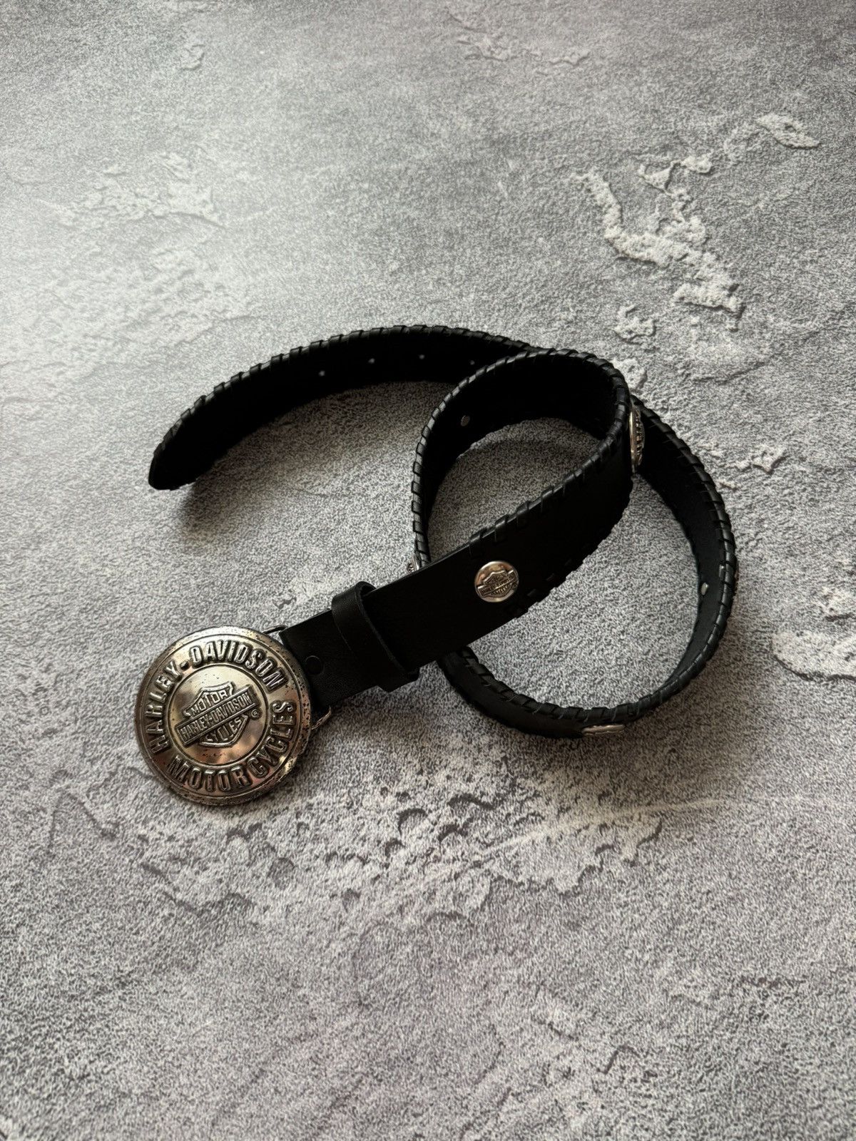 Harley Davidson × Vintage Harley Davidson studded rhinestones leather belt gothic Size ONE SIZE - 3 Thumbnail