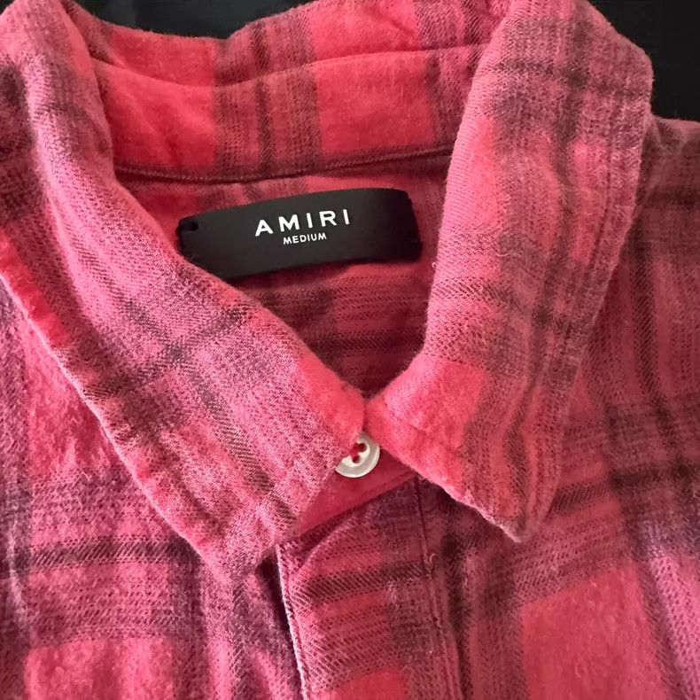 Amiri Amiri 18ss Frayed DGrad Checked Cotton-Flannel Shirt In Pin Size US M / EU 48-50 / 2 - 3 Thumbnail