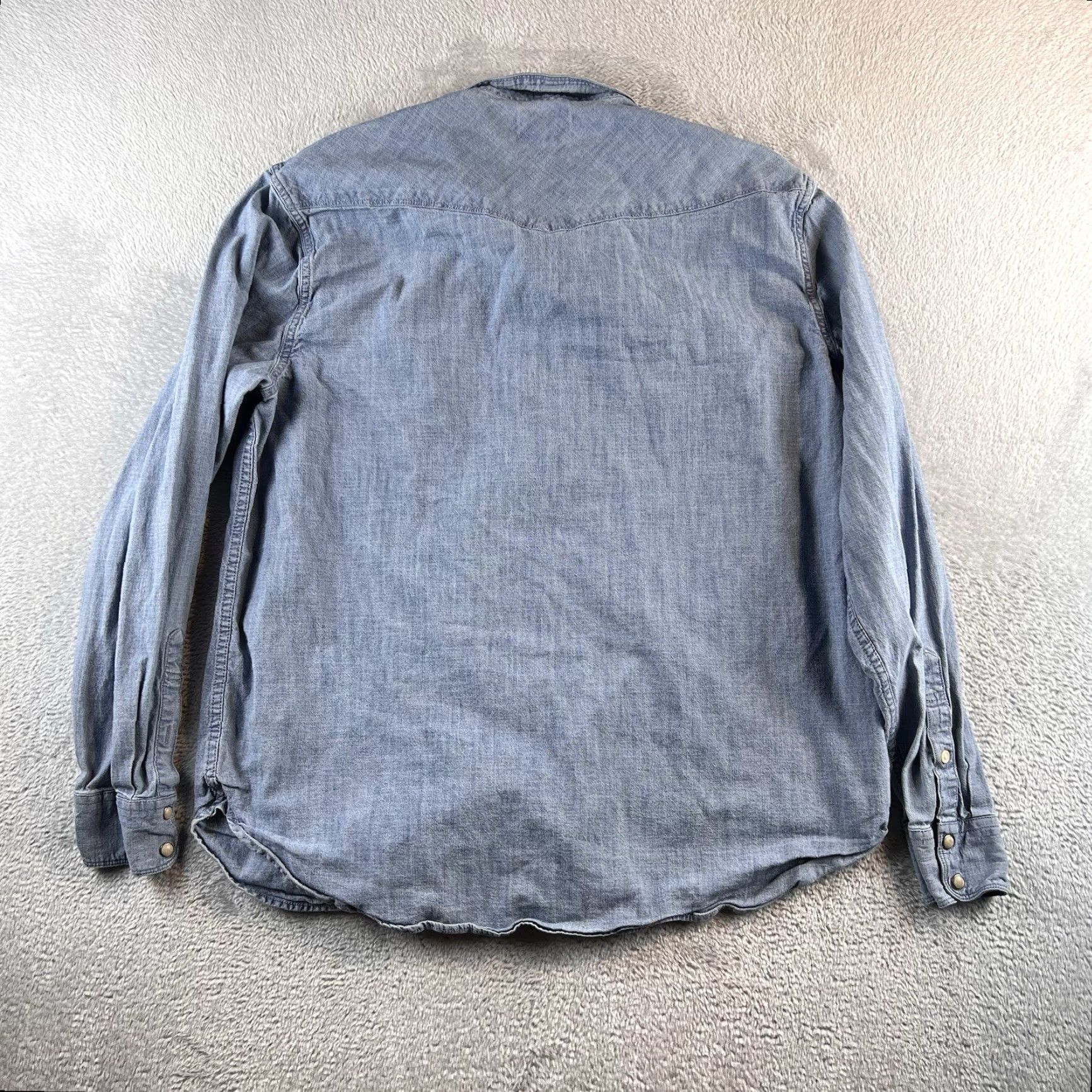 Lucky Brand VINTAGE Lucky Brand Denim Pearl Snap Western Shirt Mens XL Blue Classic Fit Y2K Size US XL / EU 56 / 4 - 2 Thumbnail
