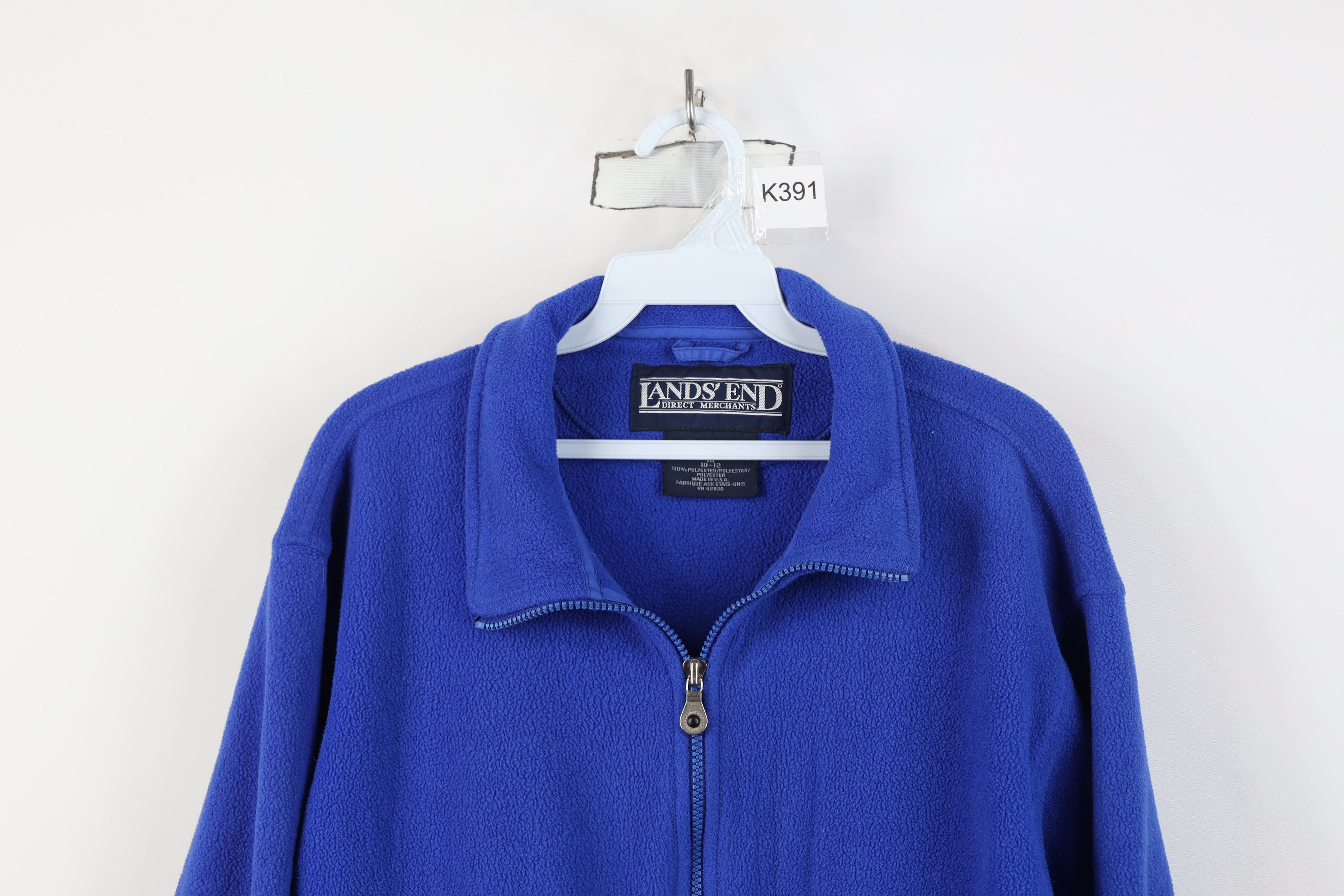 Lands' End Vintage 90s Lands End Blank Full Zip Fleece Jacket Blue USA Size M / US 6-8 / IT 42-44 - 2 Thumbnail