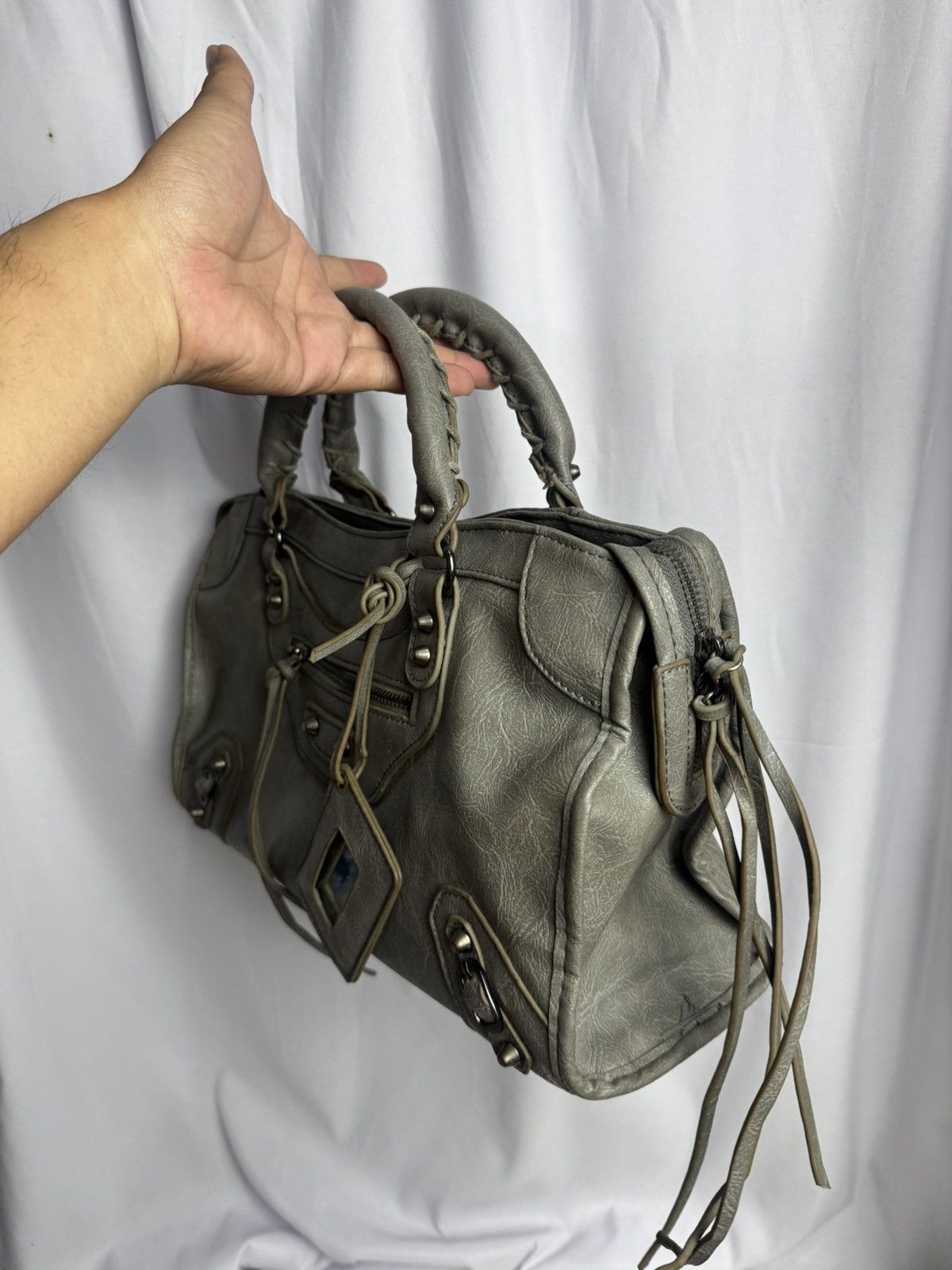 Vintage Leather Bags City Grey Size ONE SIZE - 4 Thumbnail