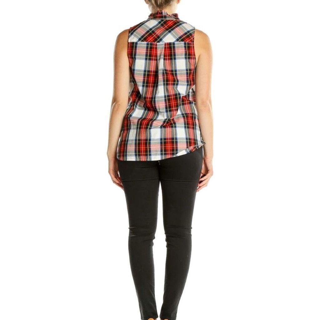 J.Crew J. Crew Holiday White Red Plaid Smock Sleeveless Top Sz 2 XS Size XS / US 0-2 / IT 36-38 - 3 Thumbnail