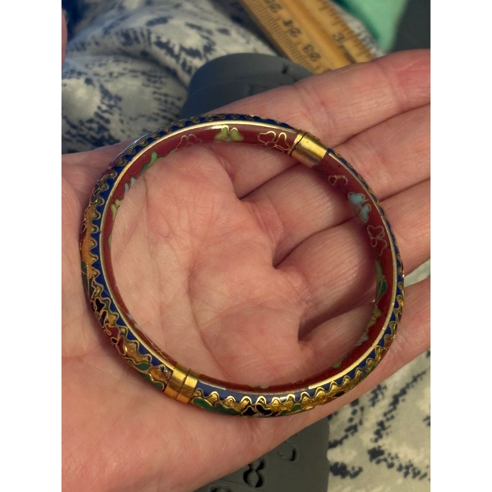 Other Vintage Cloisonné Hinged Bangle Bracelet Size ONE SIZE - 5 Thumbnail