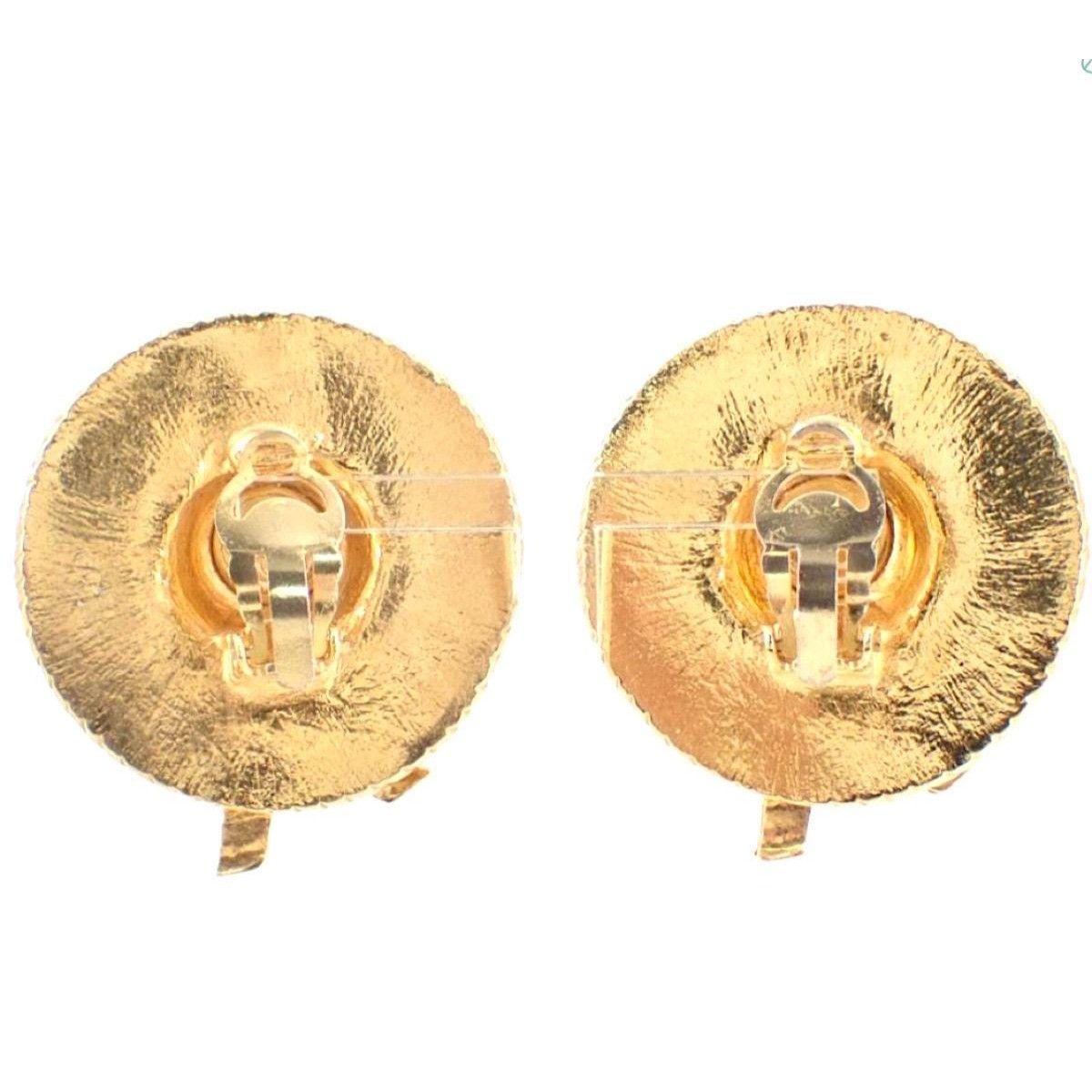 Chanel Vintage CHANEL gold tone straw hat extra large earrings Size ONE SIZE - 5 Thumbnail