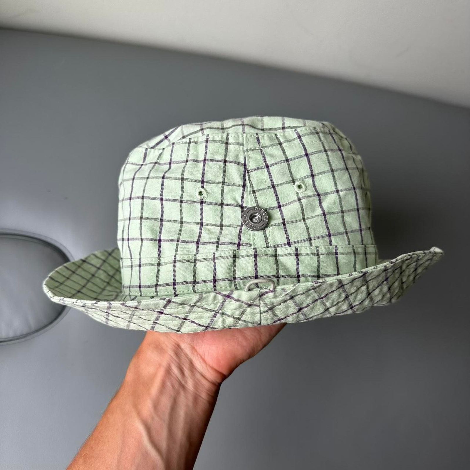 Diesel Rare Y2K FC Diesel Sporty Plaid Green Purple Bucket Hat Cap Size ONE SIZE - 2 Thumbnail
