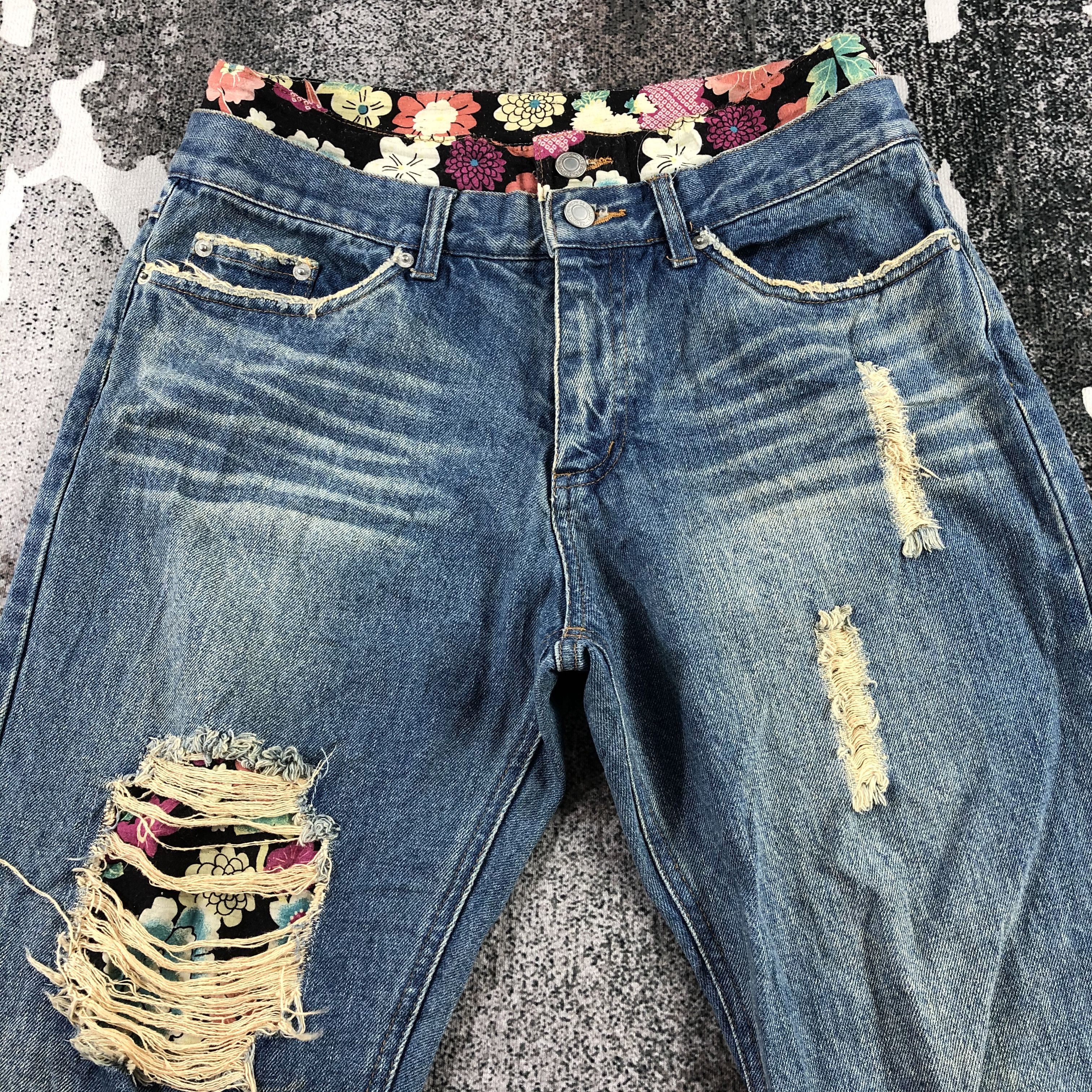 Japanese Brand Playchess Jeans DIstressed Double Waist Denim KJ1291 Size US 30 / EU 46 - 3 Thumbnail