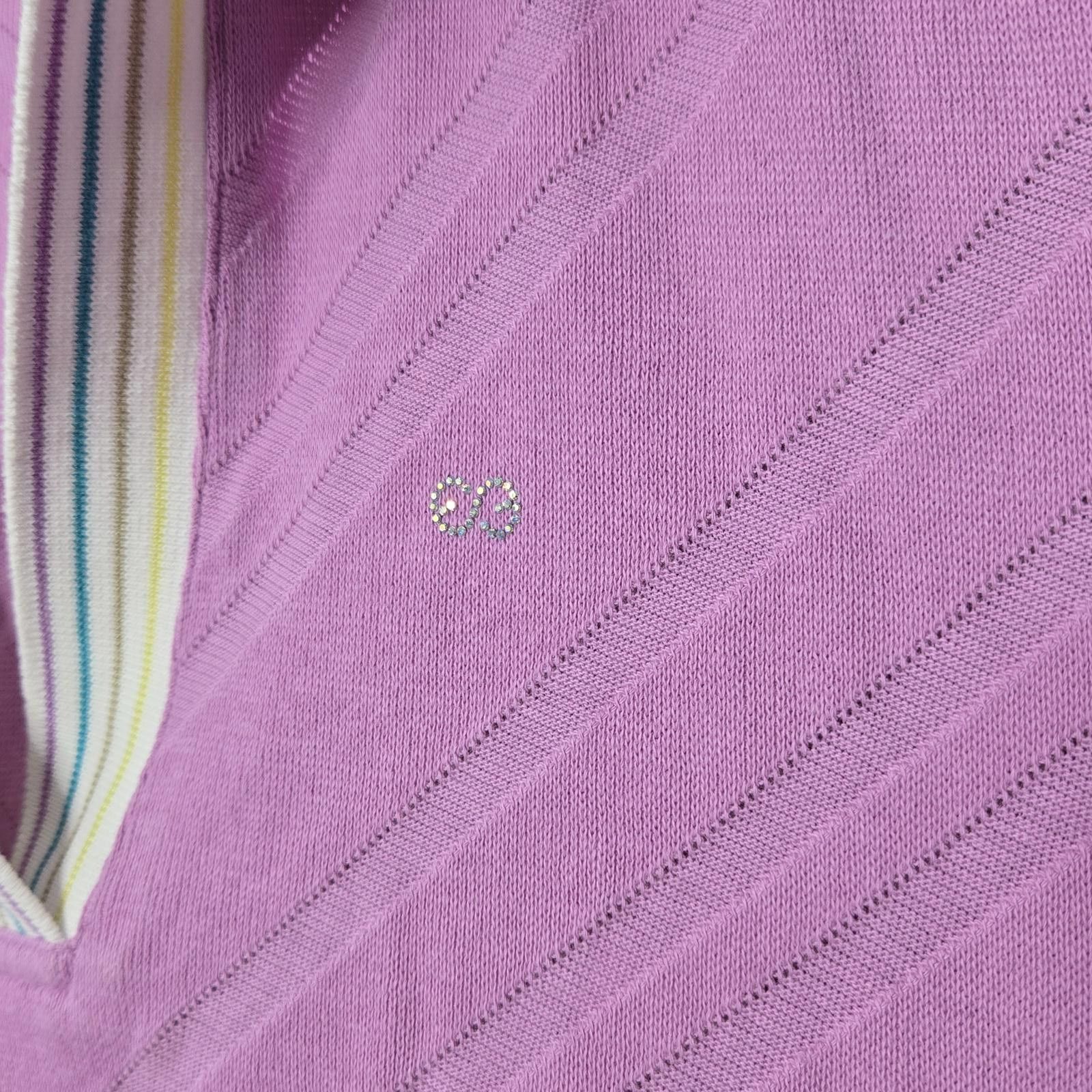 Escada Escada Cotton Polo Womens Medium Purple V Neck Size M / US 6-8 / IT 42-44 - 2 Thumbnail