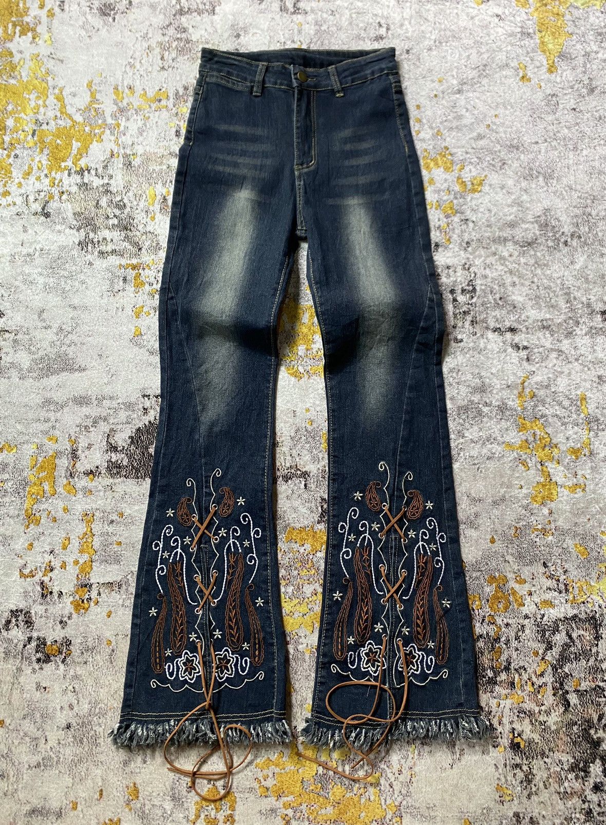 If Six Was Nine × Japanese Brand × Tornado Mart Y2K Romwe stretch Lace Up flare Denim Size 28" / US 6 / IT 42 - 1 Thumbnail