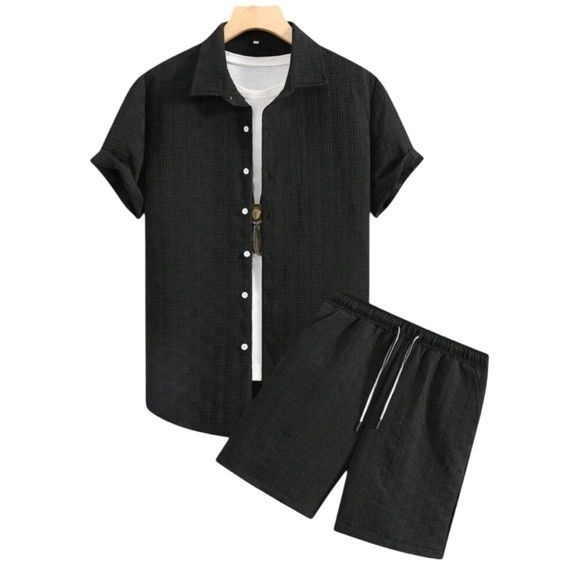 Other Black Manfinity Homme Men Solid Shirt & Short Set Size US S / EU 44-46 / 1 - 2 Thumbnail
