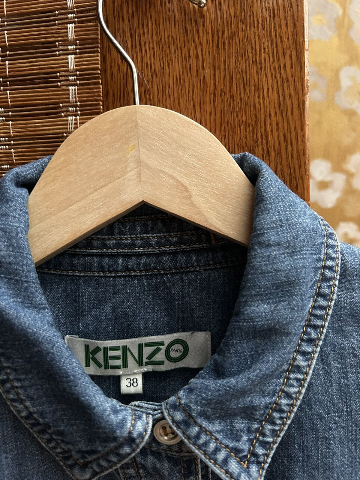 Kenzo Kenzo Paris Embroidered Tiger Denim Long Sleeve Shirt Size S / US 4 / IT 40 - 6 Thumbnail