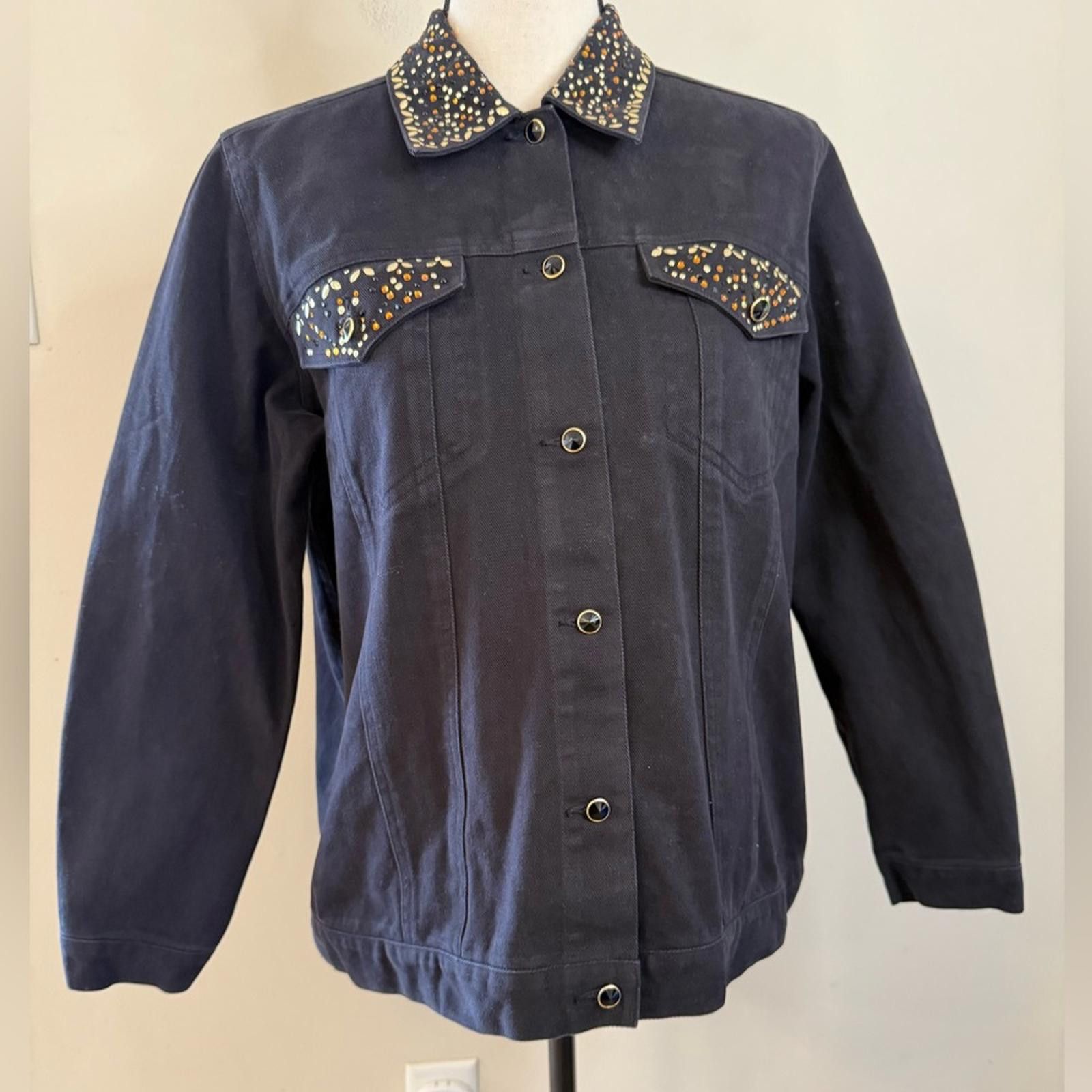 Other Laura Ashley black denim jacket jewel embellished SZ M Size M / US 6-8 / IT 42-44 - 1 Thumbnail