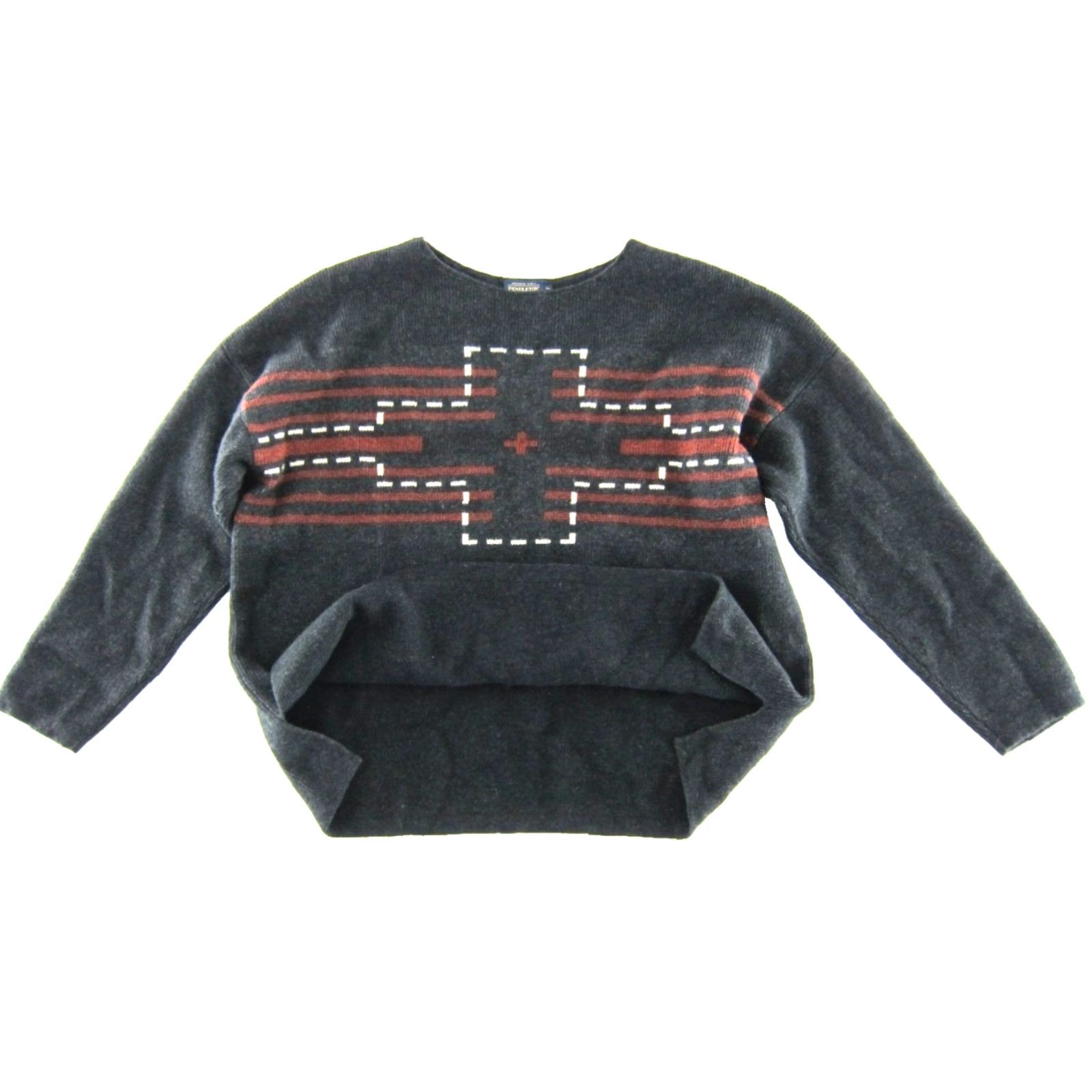 Pendleton VINTAGE Pendleton Pullover Sweater Men XL Wool Grey Orange Ivory Cross Hong Kong Size US XL / EU 56 / 4 - 5 Thumbnail