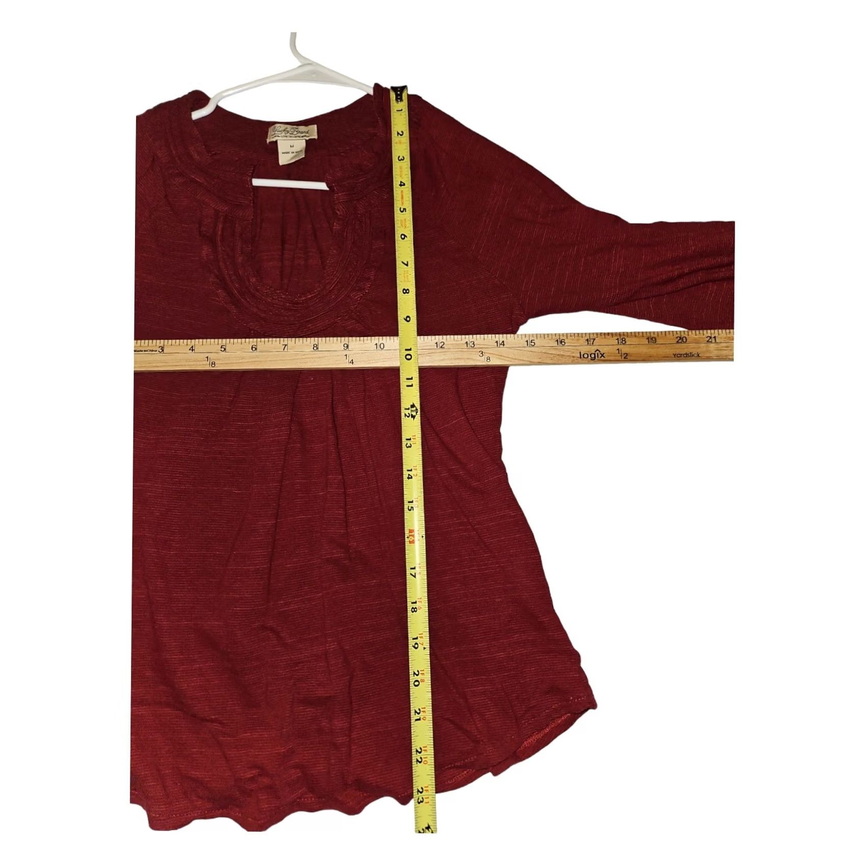 Lucky Brand Lucky Brand Blouse M Juniors 3/4 Sleeve Boat Neck Red Cotton Viscose Casual Preppy 90s Womens Size M / US 6-8 / IT 42-44 - 3 Thumbnail