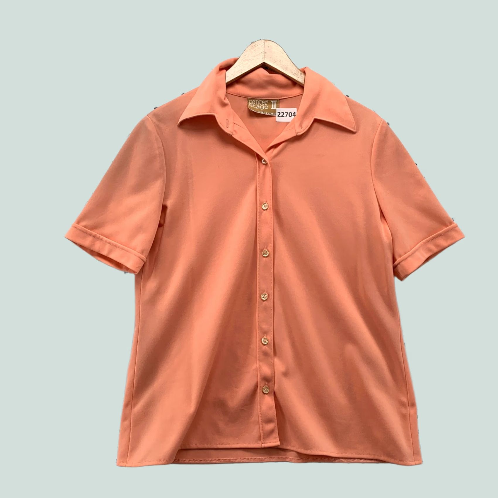 Pinko VINTAGE Center Stage Shirt Short Sleeve Pink Peach Womens Medium 70s 80s Size M / US 6-8 / IT 42-44 - 1 Thumbnail
