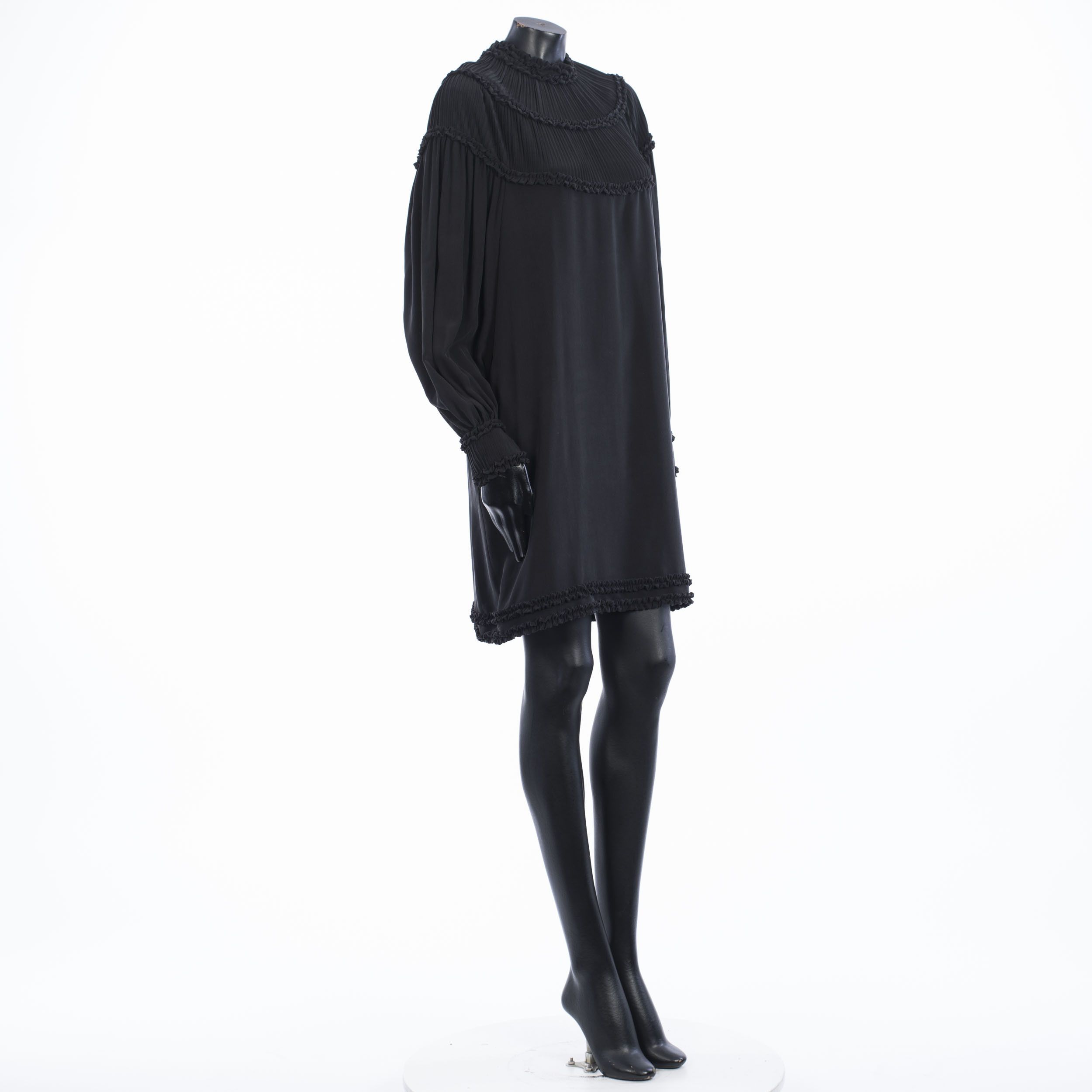 Fendi Crêpe De Chine Dress With Ruffles In Black Silk Size M / US 6-8 / IT 42-44 - 8 Thumbnail