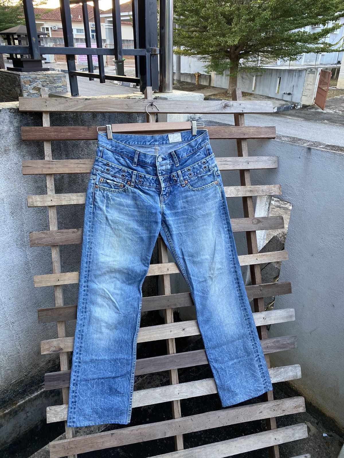 Japanese Brand Sick Crazy 🔥 Vintage Y2K Ant gauge Double Waisted Jeans Size US 33 - 3 Thumbnail