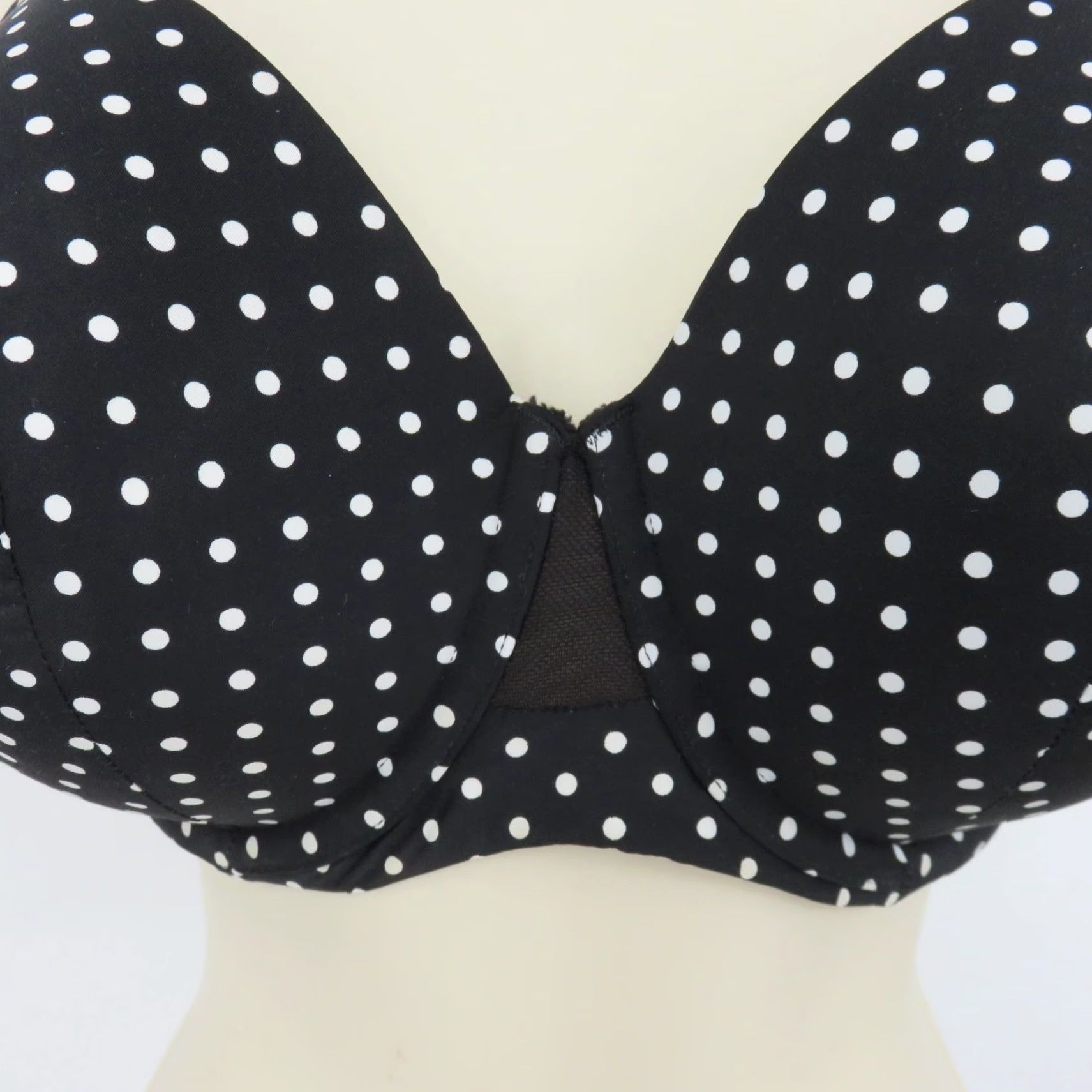 Vintage Cacique Bra Full Coverage Underwire 38DDD Black White Polka Dot T-Shirt Bra Plus Size Womens Size ONE SIZE - 4 Thumbnail