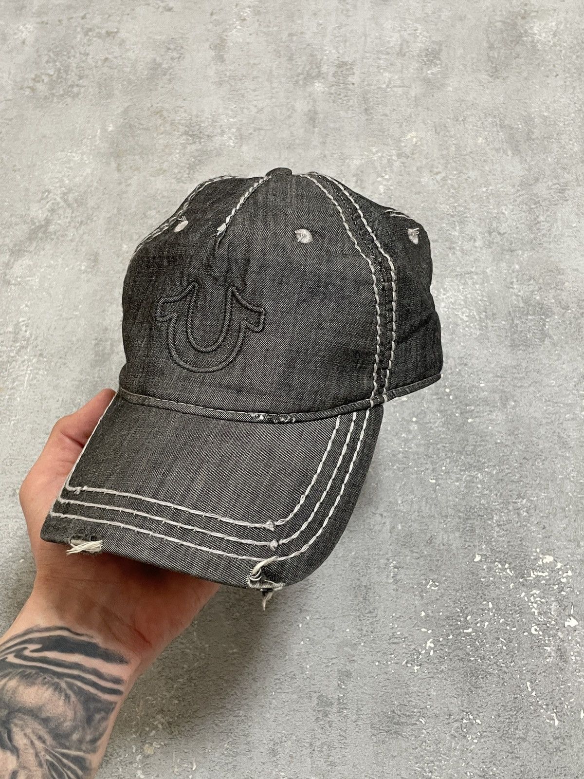True Religion True Religion Y2K Men’s Distressed Baseball Cap Size ONE SIZE - 3 Thumbnail