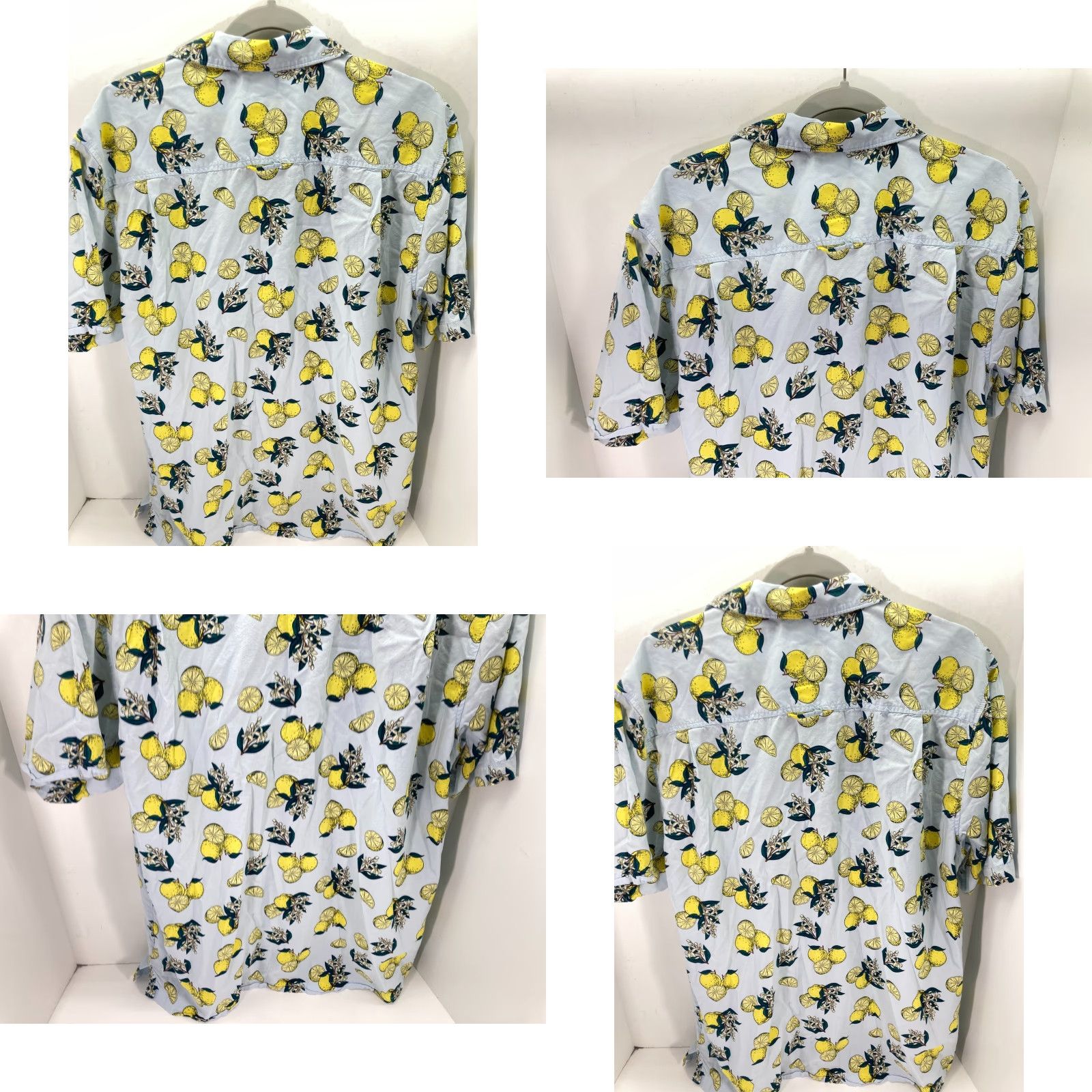 Hurley Hurley Button Up Hawaiian Shirt Mens XL Blue Lemon Sunglass Slot Pocket Slim Fit Size US XL / EU 56 / 4 - 8 Thumbnail