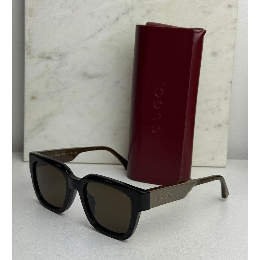 Gucci NEW Gucci GG1670SK Black Brown Unisex Square Sunglasses Size ONE SIZE - 1 Thumbnail