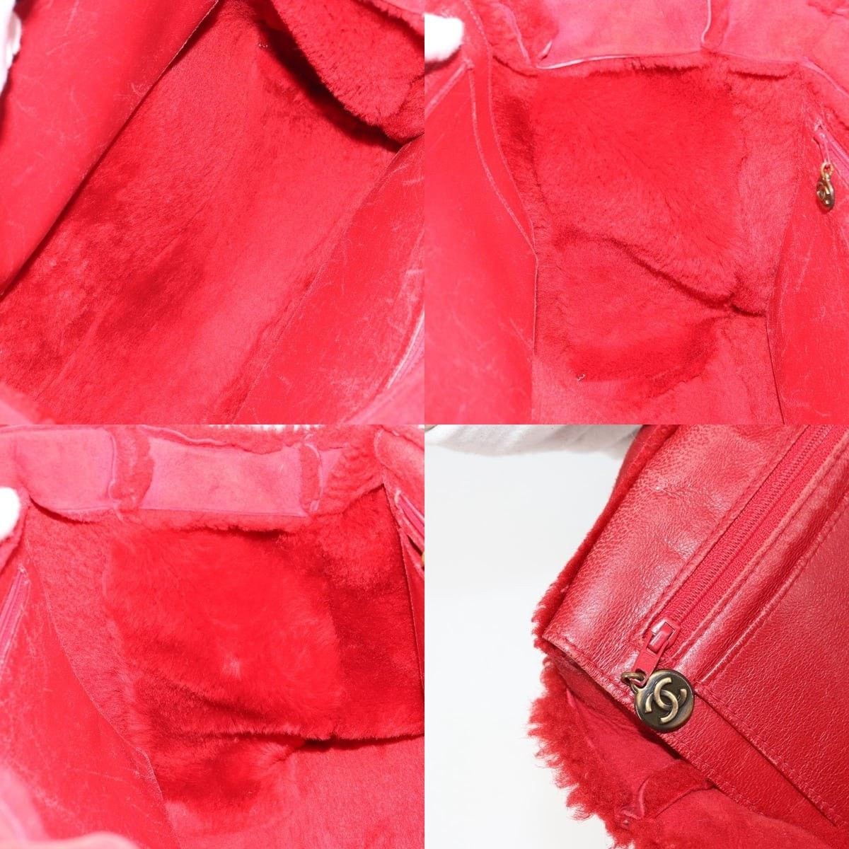 Chanel Chanel Tote Bag Suede Red CC Size ONE SIZE - 6 Thumbnail