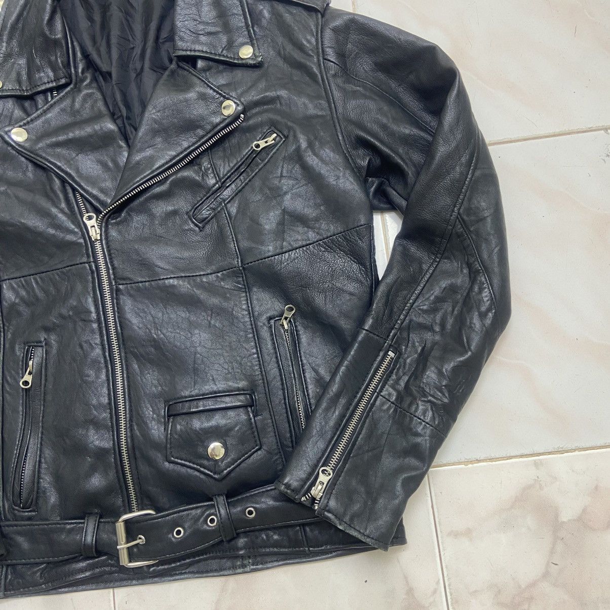 Genuine Leather × Japanese Brand × Leather Japanese Brand Double Collar Leather Jacket Size US XS / EU 42 / 0 - 5 Thumbnail