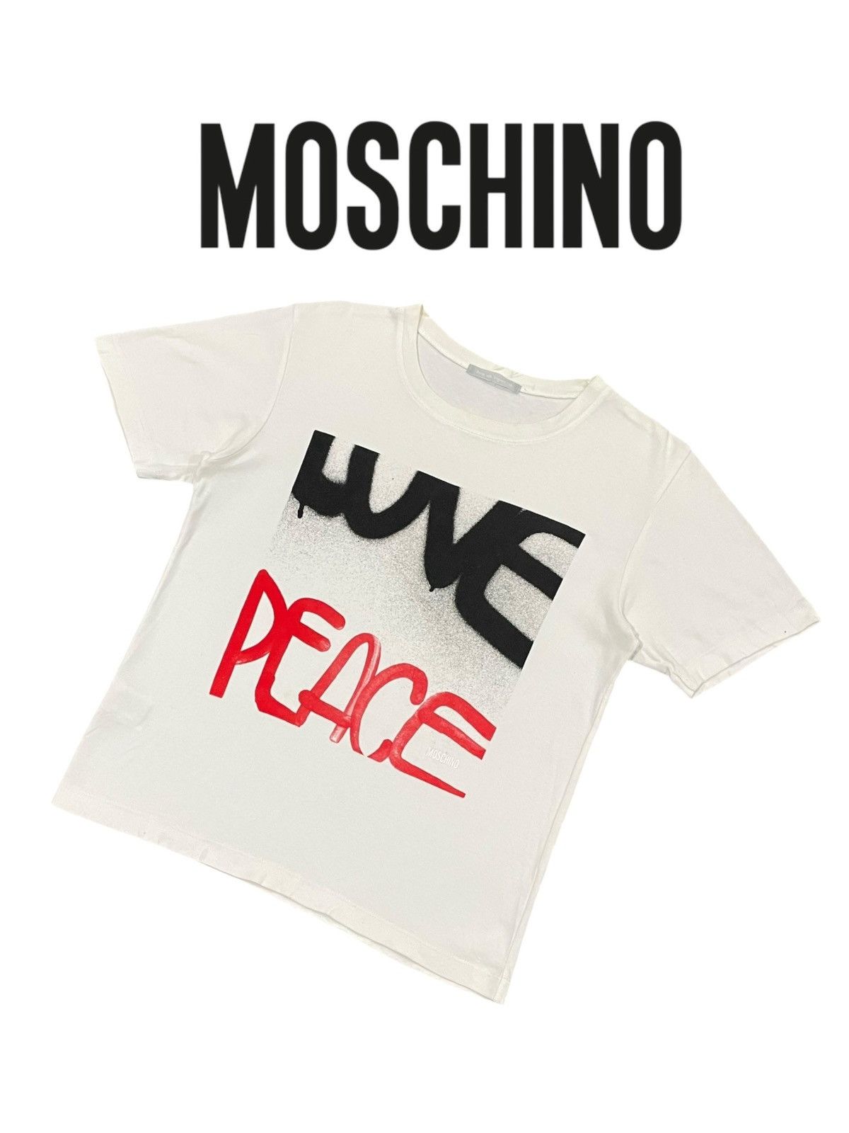Moschino VTG Moshino AW2008 Bonds With Designers LOVE PEACE Sz S Tee Size S / US 4 / IT 40 - 6 Thumbnail