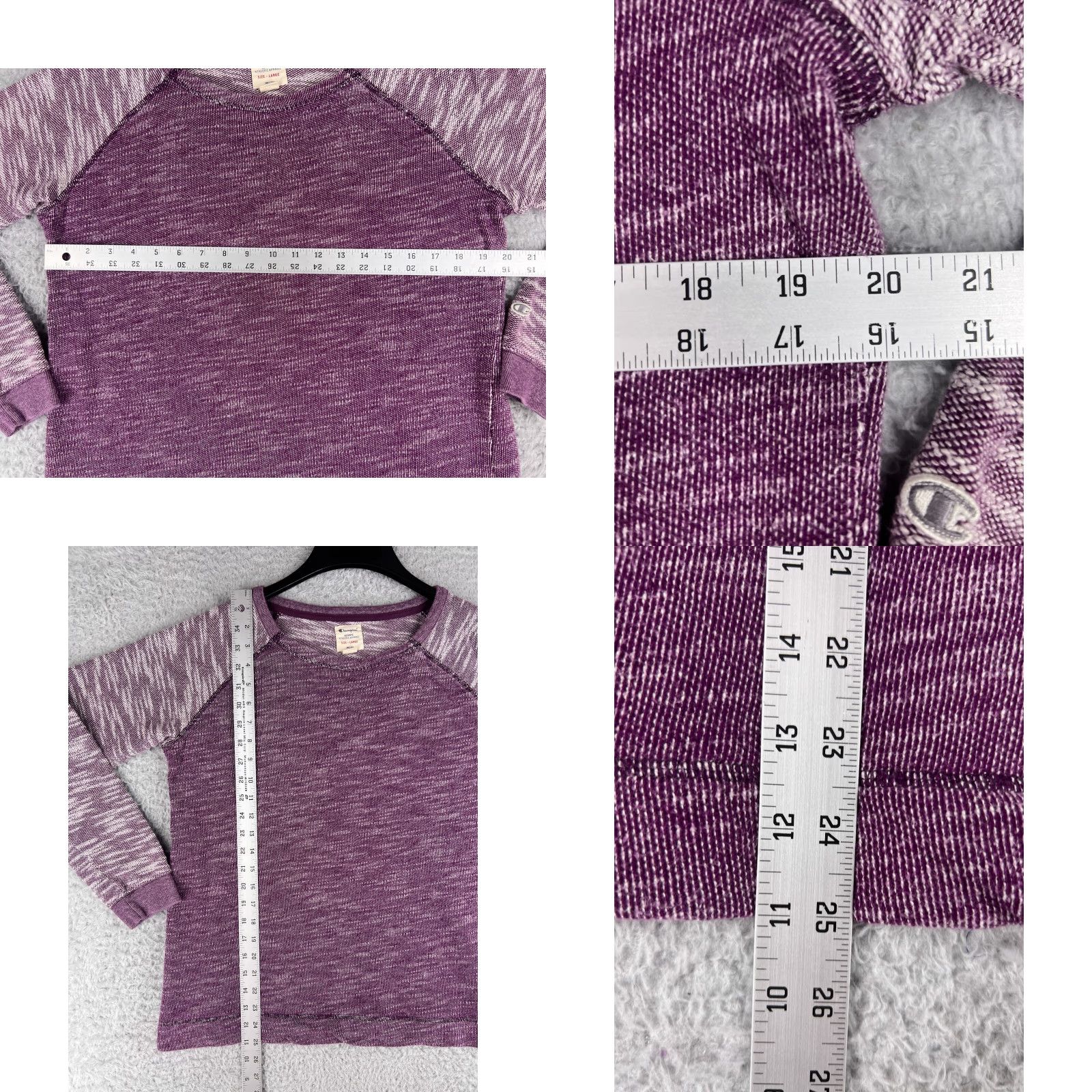 Champion Champion Sweater Womens Large Purple Woven Stretch Raglan Style Cotton Blend Shirt Pullover Crew Neck Casual Womens L Purple All Seasons Breathable Size L / US 10 / IT 46 - 8 Thumbnail