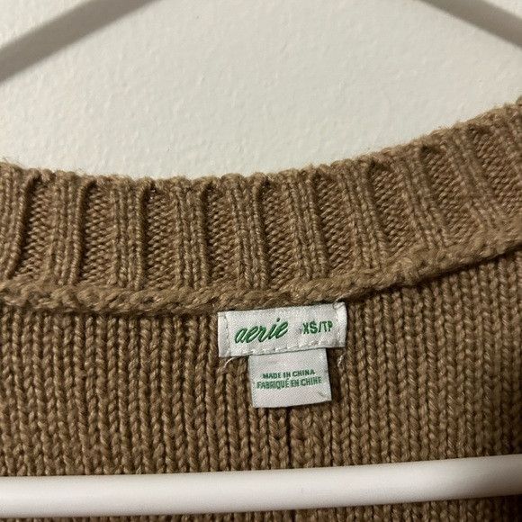 American Eagle Outfitters Aerie Light Brown Oversized Knit Sweater Size XS / US 0-2 / IT 36-38 - 4 Thumbnail