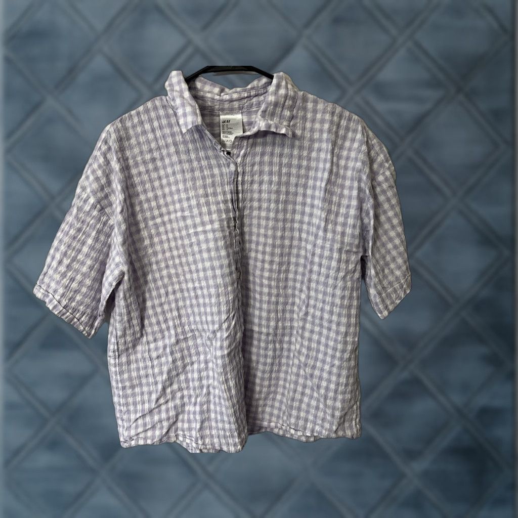 H&M VINTAGE? No — Actually: H&M Pajama Top Women's M Dropped Shoulders Button Up Terry Lavender Size M / US 6-8 / IT 42-44 - 1 Thumbnail