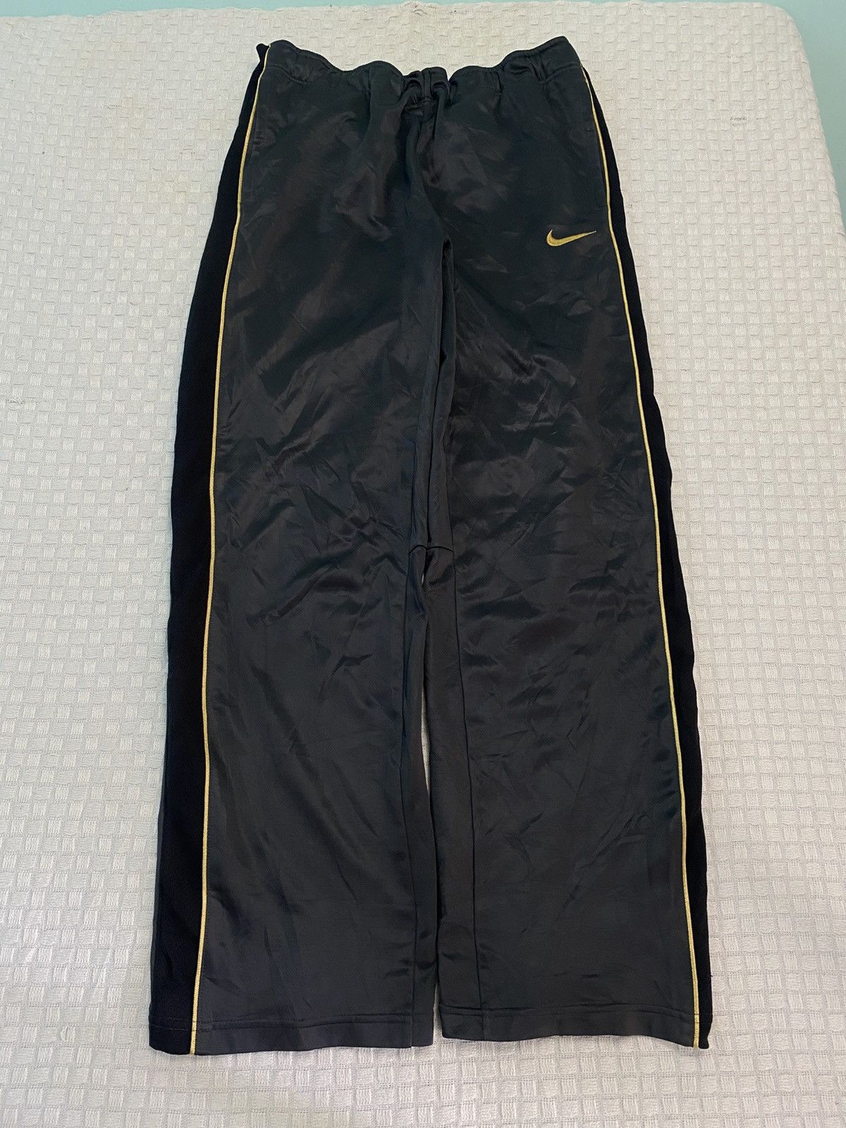 Billie Eilish × Nike 💥 VINTAGE NIKE 90S BAGGY WIDE LEG SWOOSH TRACK PANTS Y2K Size US 28 / EU 44 - 1 Thumbnail
