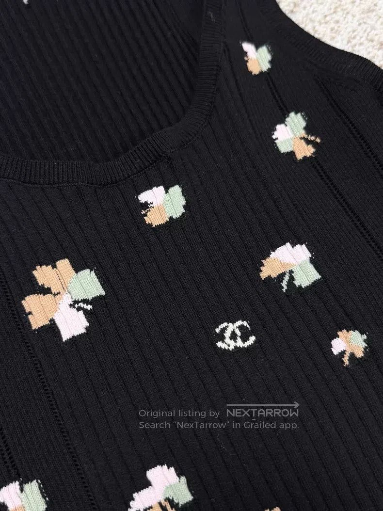 Chanel Chanel Sleeveless clover flower knitted bottom vest Size XS / US 0-2 / IT 36-38 - 5 Thumbnail