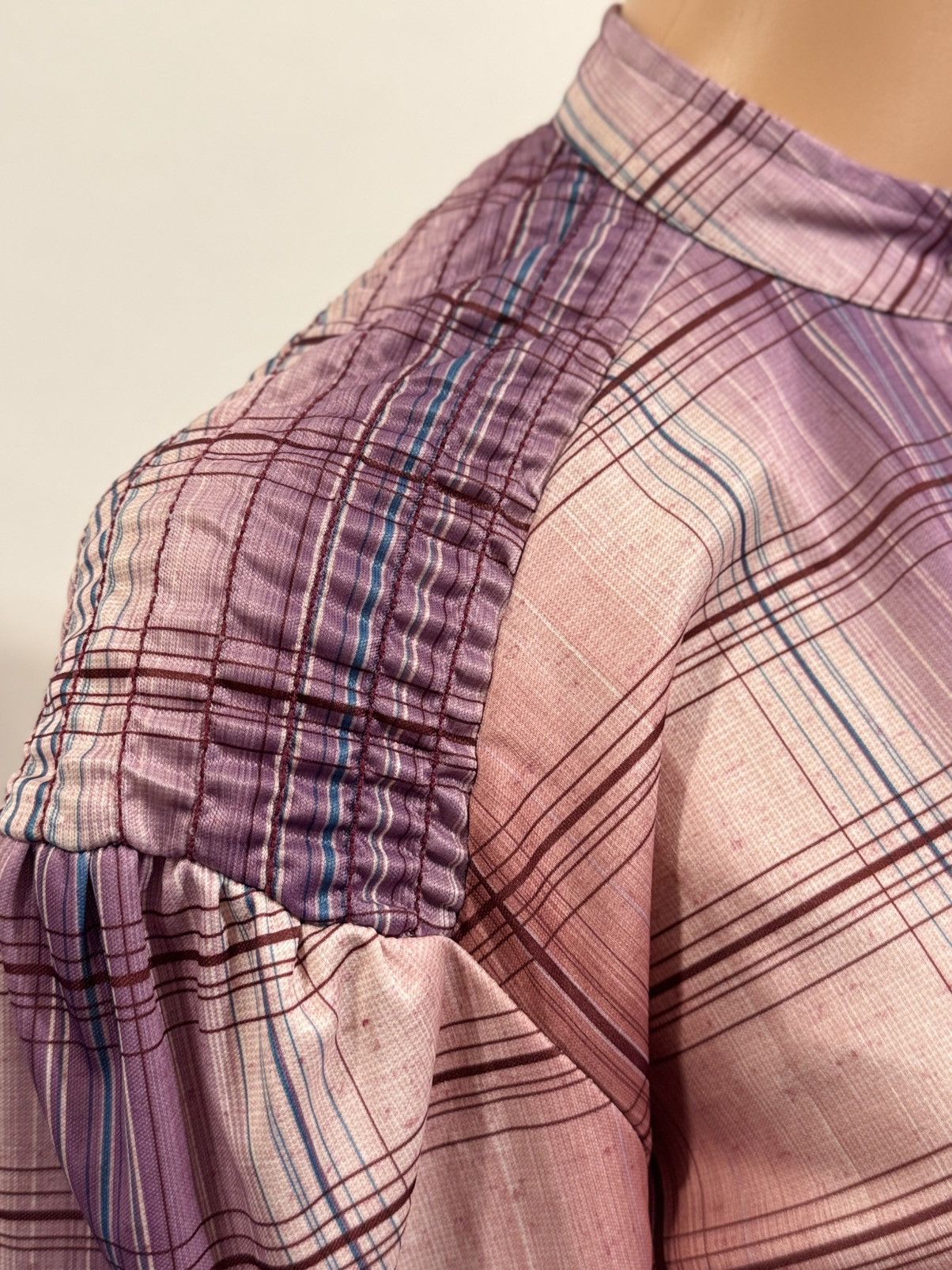 Sears × Vintage Women’s 1970’s Made in USA Purple Plaid Disco Shirt Size S / US 4 / IT 40 - 3 Thumbnail