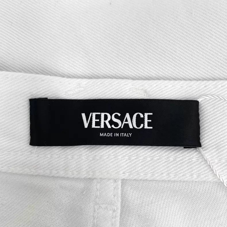 Versace Versace White leather logo casual trousers Size 27" / US 4 / IT 40 - 6 Thumbnail