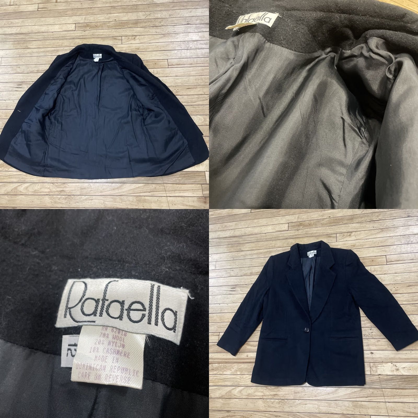 Vintage VINTAGE Rafaella Wool Cashmere Jacket Women 12 Black 90s Blazer Coat Minimal Lined Buttoned Wool Blend Jacket Size XL / US 12-14 / IT 48-50 - 10 Thumbnail
