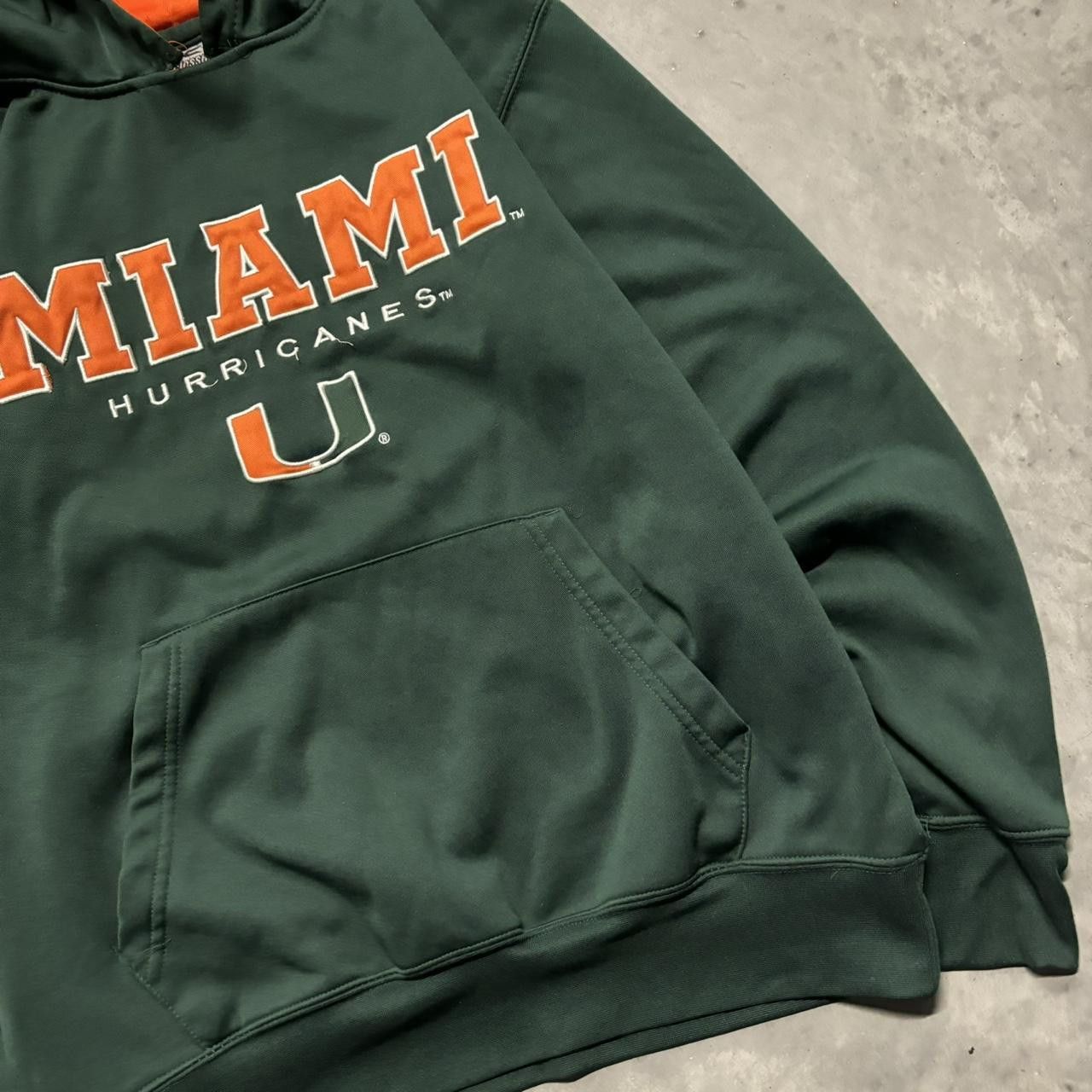 Vintage Crazy Vintage Y2K/2000s Green Miami Hurricanes College Essential Hoodie! Size US L / EU 52-54 / 3 - 4 Thumbnail