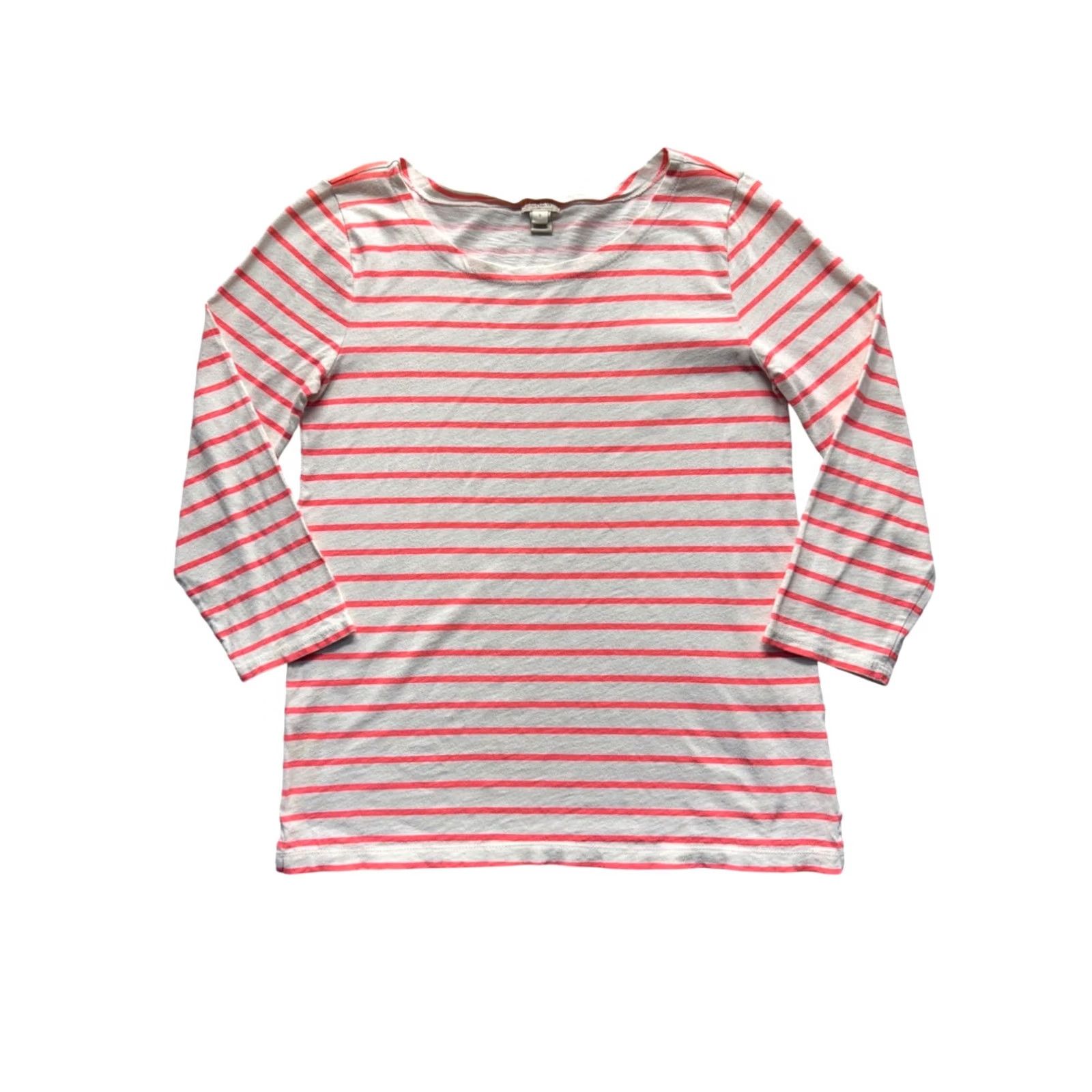 J.Crew J.CREW Striped Lightweight Long Sleeve Shirt S White Coral Women’s Shirt Regular Size S White Coral Pattern Striped Lightweight Casual 237B Size S / US 4 / IT 40 - 2 Thumbnail