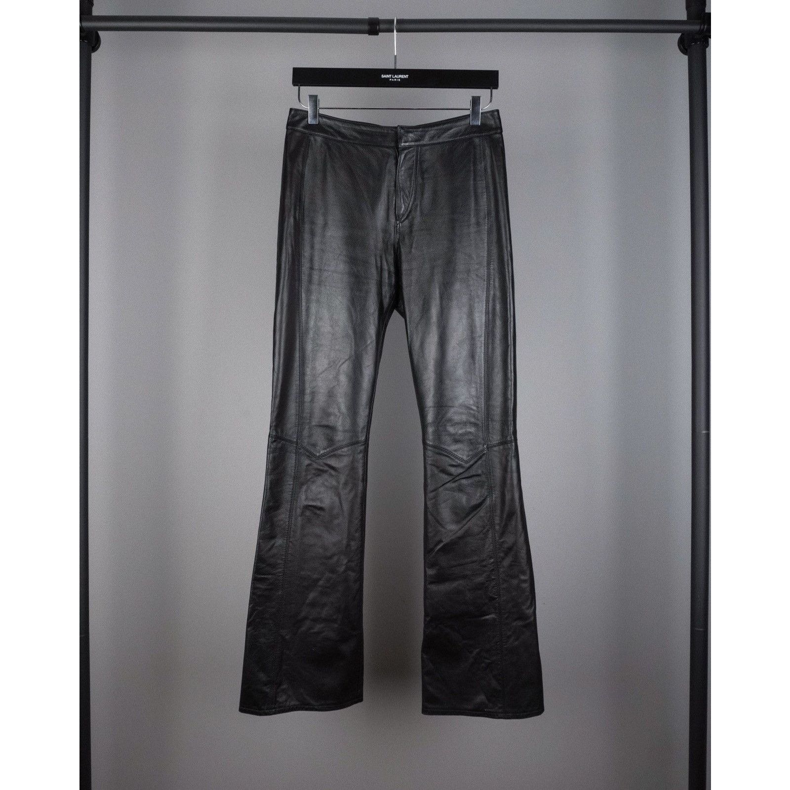 Levi's × Vintage Vintage levis real leather red logo black flared pants Size US 29 - 1 Thumbnail