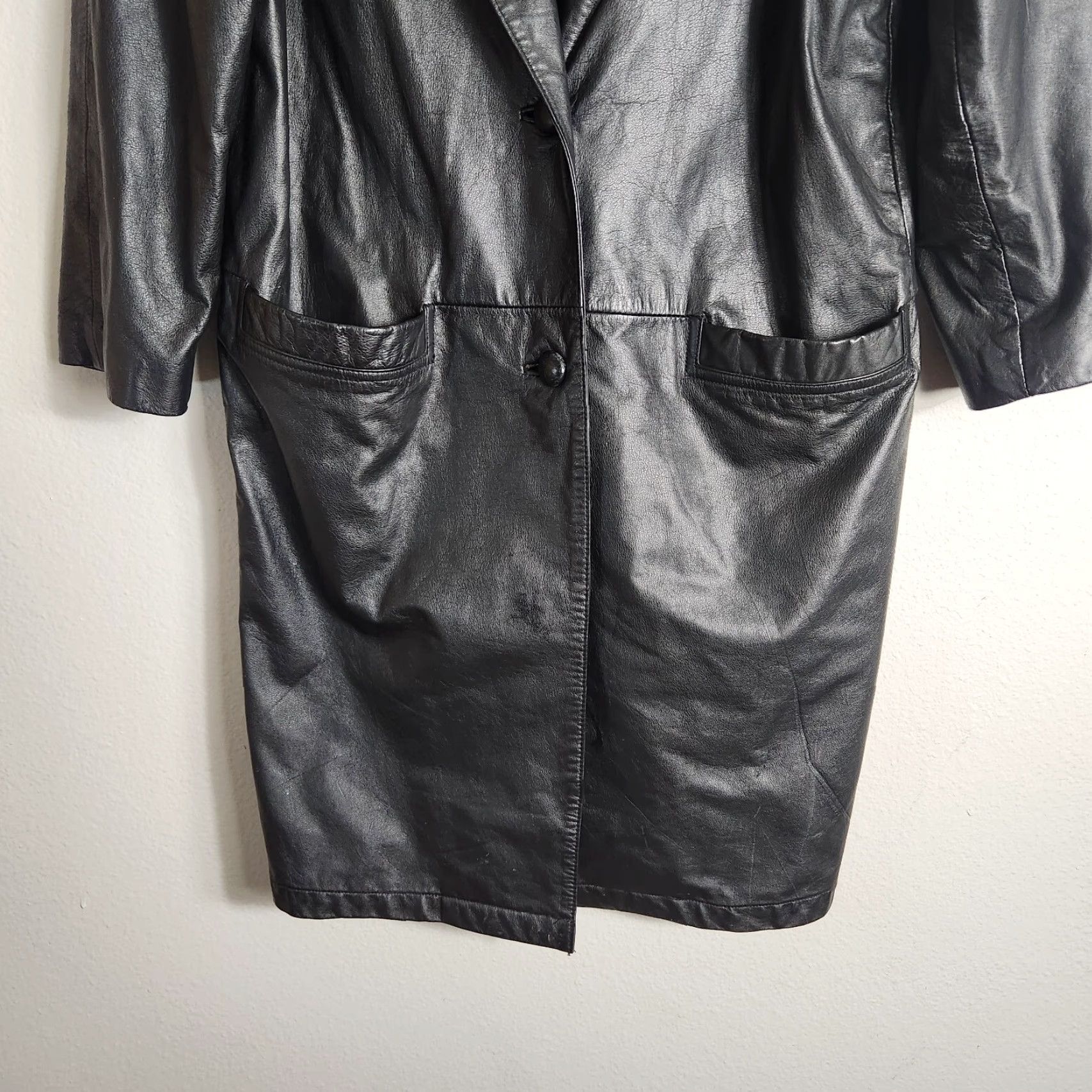 G-III G-III Womens Vintage Black Leather Long Length Single Breasted Coat-Size S Size S / US 4 / IT 40 - 5 Thumbnail