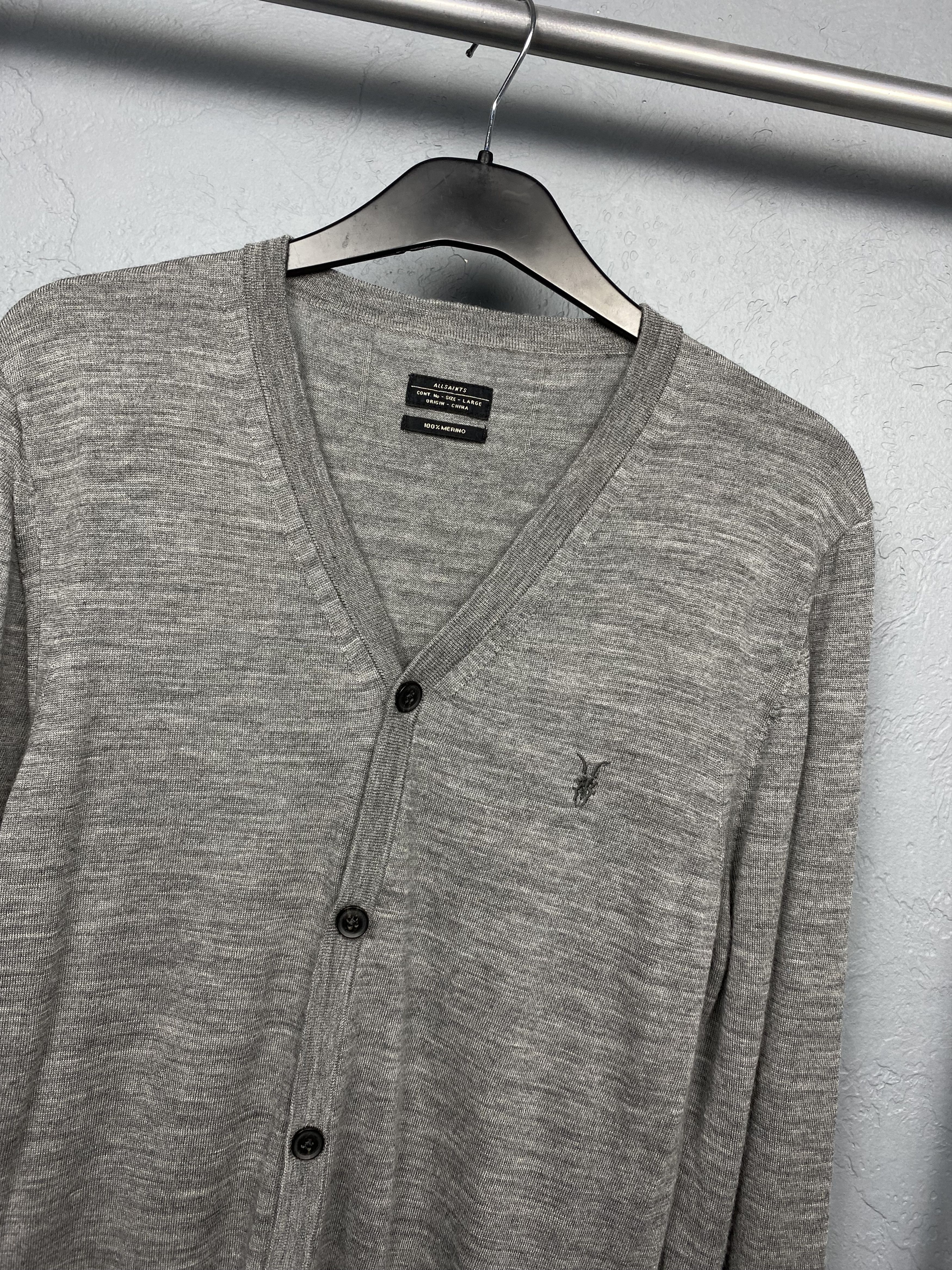 Allsaints × Vintage Allsaints Mens Mode Merino Wool Knit Cardigan Sweater Size US L / EU 52-54 / 3 - 2 Thumbnail