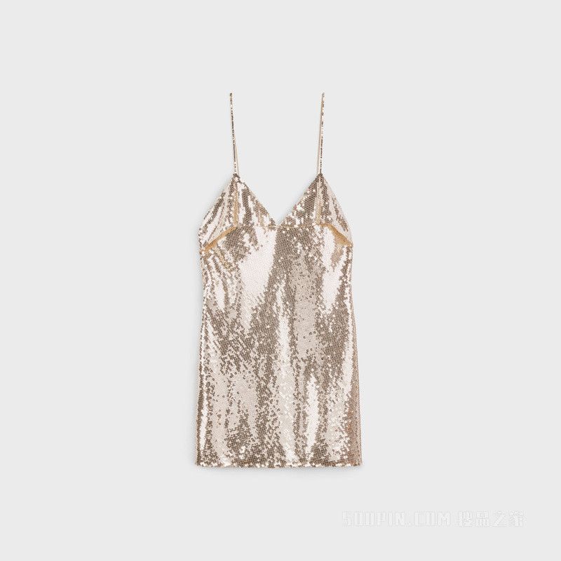 Celine o1bcso1str0526 2R92J956F Embroidered Mini Dress in Oatmeal Size L / US 10 / IT 46 - 1 Thumbnail