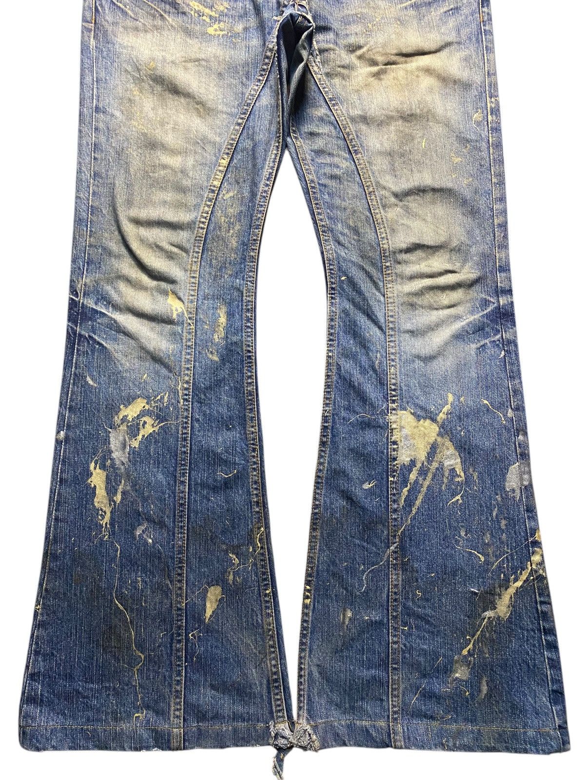 Tornado Mart Tornado Mart Gold Splatter Flare Lace Up Jeans Size US 32 / EU 48 - 8 Thumbnail