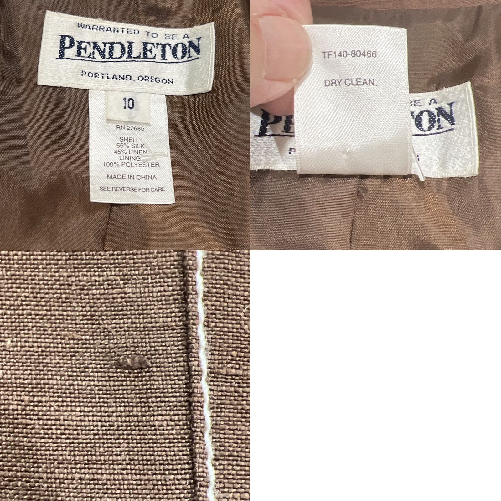 Pendleton Pendleton Jacket Women's 10 Brown Short Pick Stitching Buttons Silk Linen Size 32" / US 10 / IT 46 - 9 Thumbnail