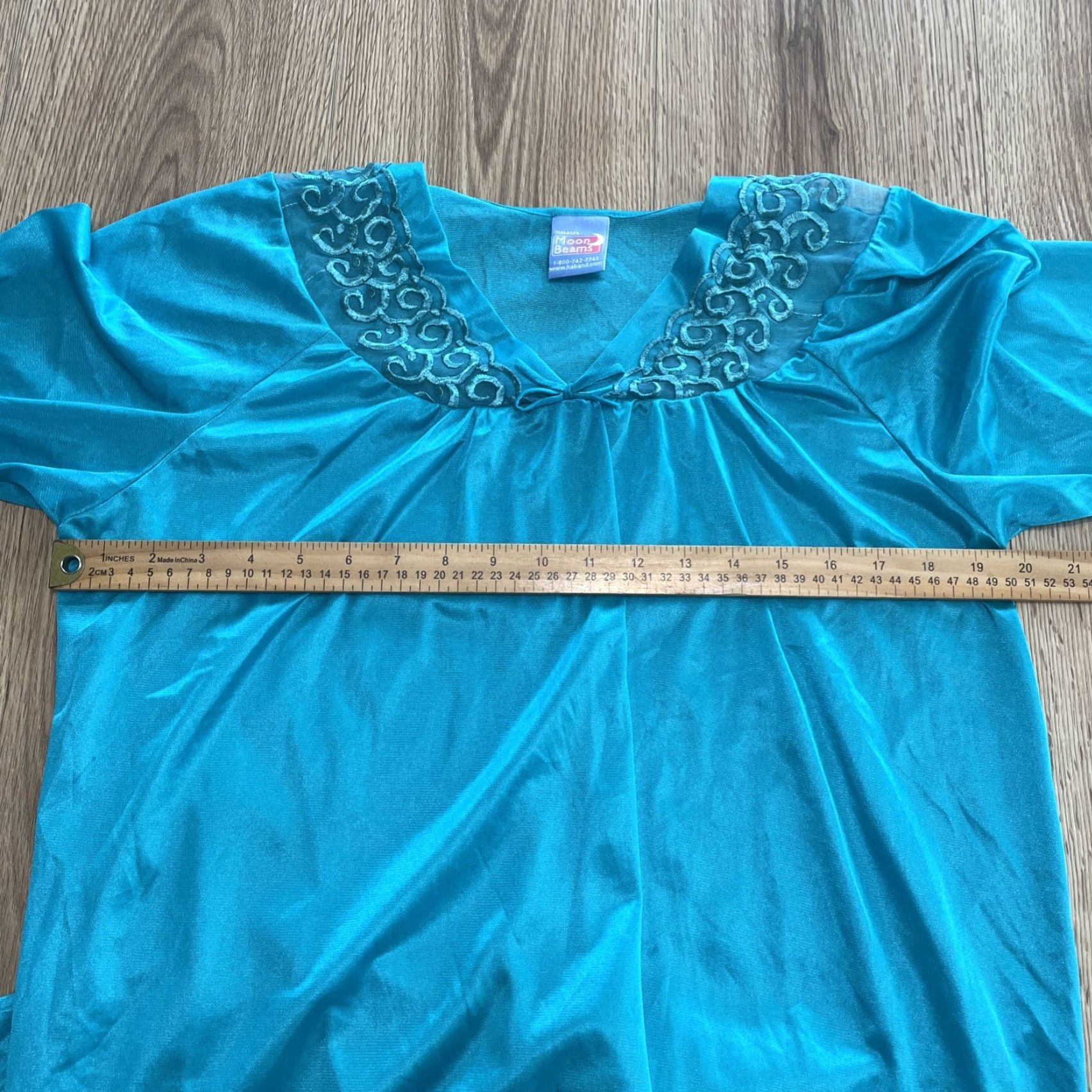 Haband VINTAGE Haband Moon Beam Nightgown Gown XL Teal Embroidered Women's Size ONE SIZE - 5 Thumbnail