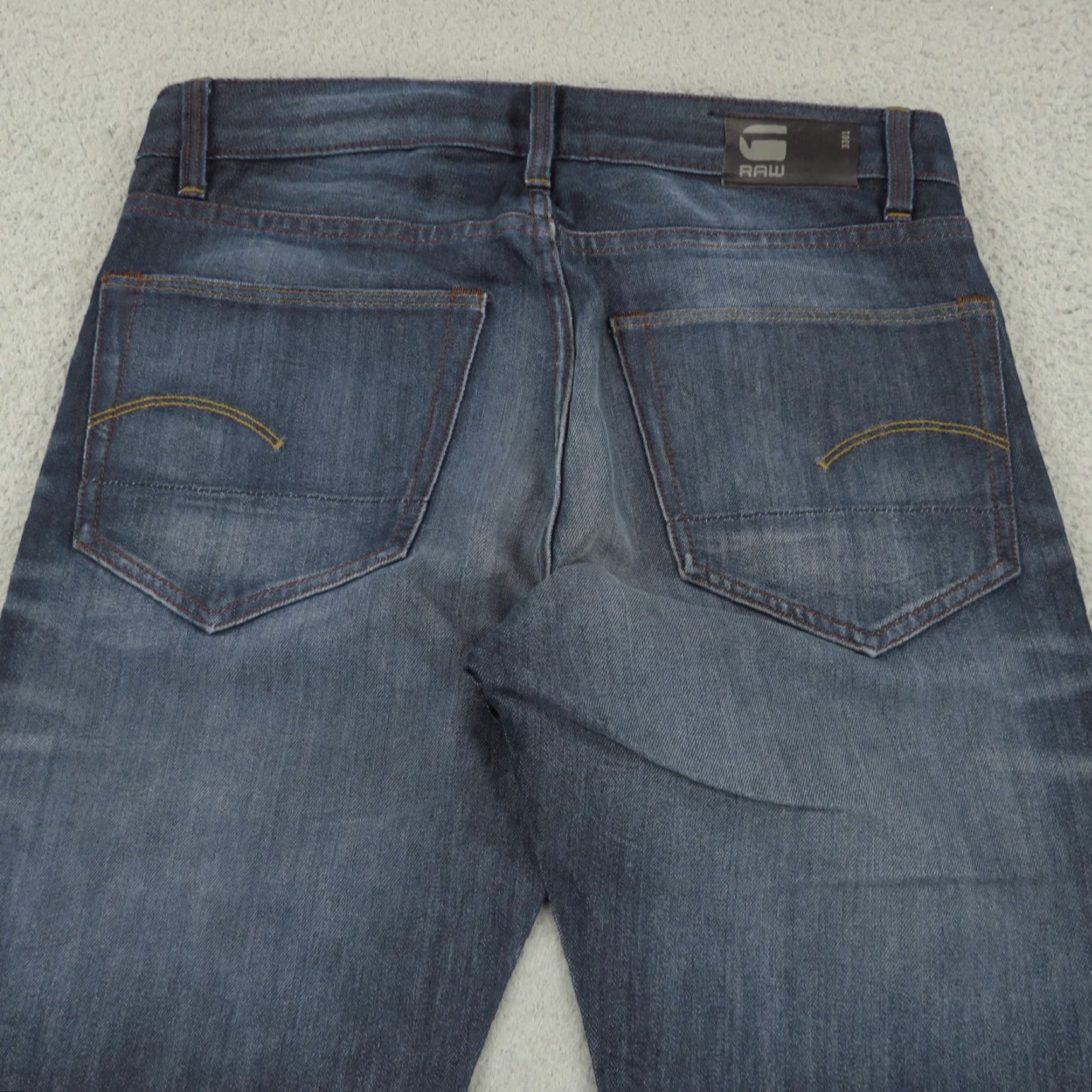 Vintage G-Star RAW 3301 Slim Straight Jeans Mens 32x32 Blue Denim Distressed Faded Logo Patch 5-Pocket Zip Fly Cotton Polyester Elastane Vintage No Size US 32 / EU 48 - 3 Thumbnail